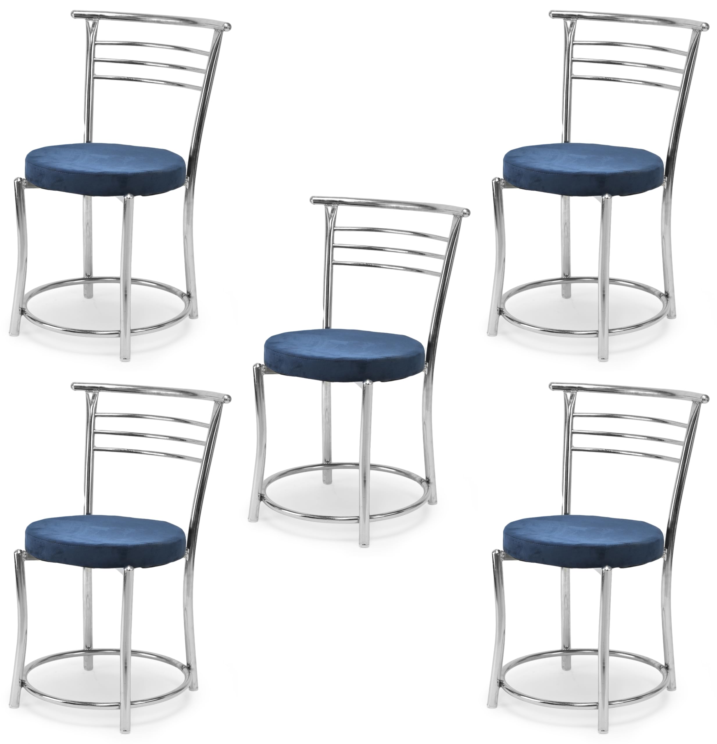 Goyal Steel & Furniture Chairs For Dining Table, Steel Chair, Dining Chair With Comfortable Cushion (5, Blue, Standard)