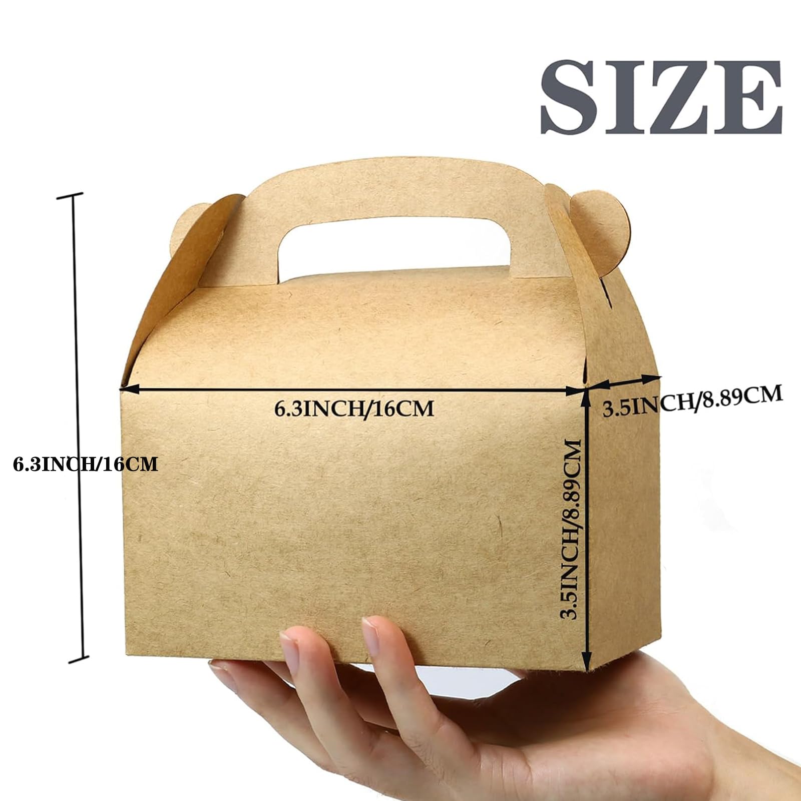 Oletx 24-Pack Brown Party Favor Treat Boxes, Goodie Boxes, Gable Paper Gift Boxes With Handles. Perfect For Birthday, Babyshower