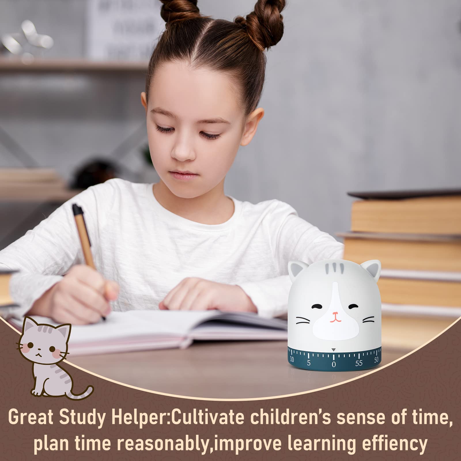 Queekay 4 Pcs Kitchen Cooking Timer Animal Mechanical Timer 60 Minute Wind Up Dial 360 Rotating Countdown Egg Reminder No Batter