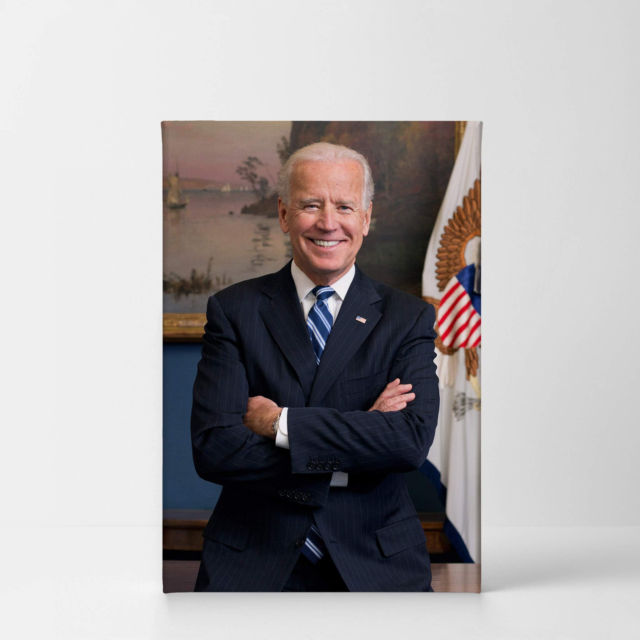 Smile Art Design 46Th President Of The United States Of America Joe Biden Portrait Canvas Wall Art Print American History Politi