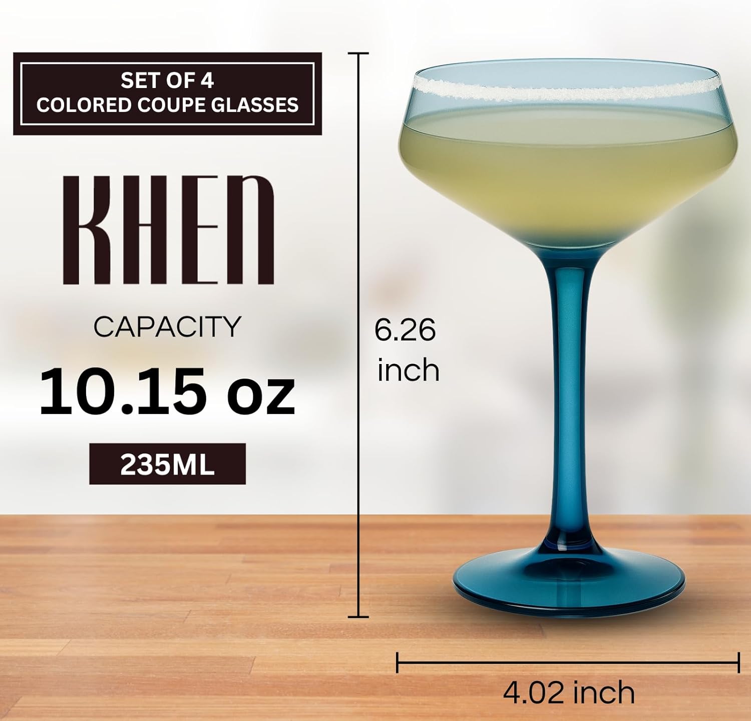 Colored Acrylic Coupe Glasses – Set of 4 Stemmed 8 oz