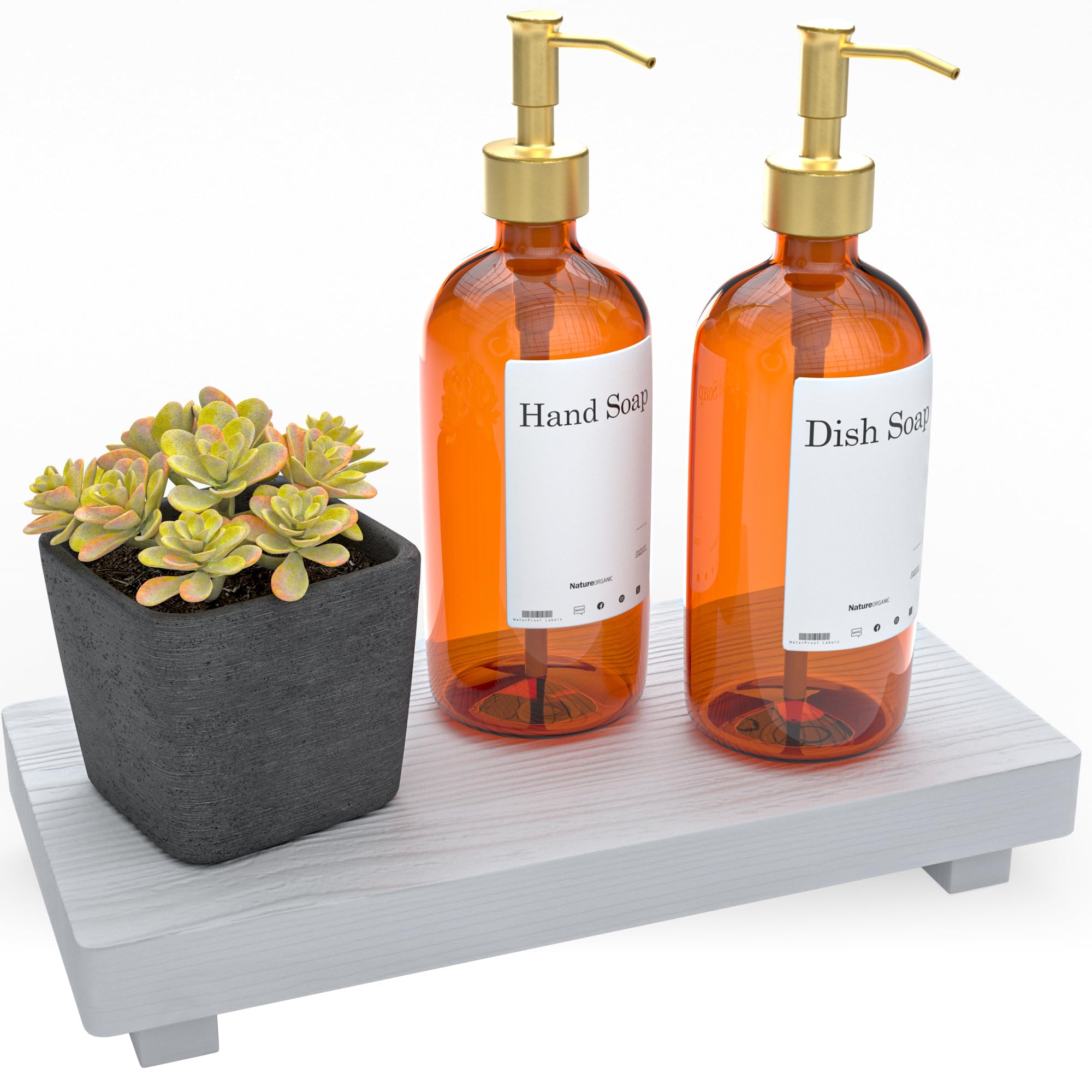 Yellow Lotus Wood Riser For Kitchen Counter- 11'' Wooden Pedestal Stand For Display, Decorative Hand Soap Dish Holder For Bathro