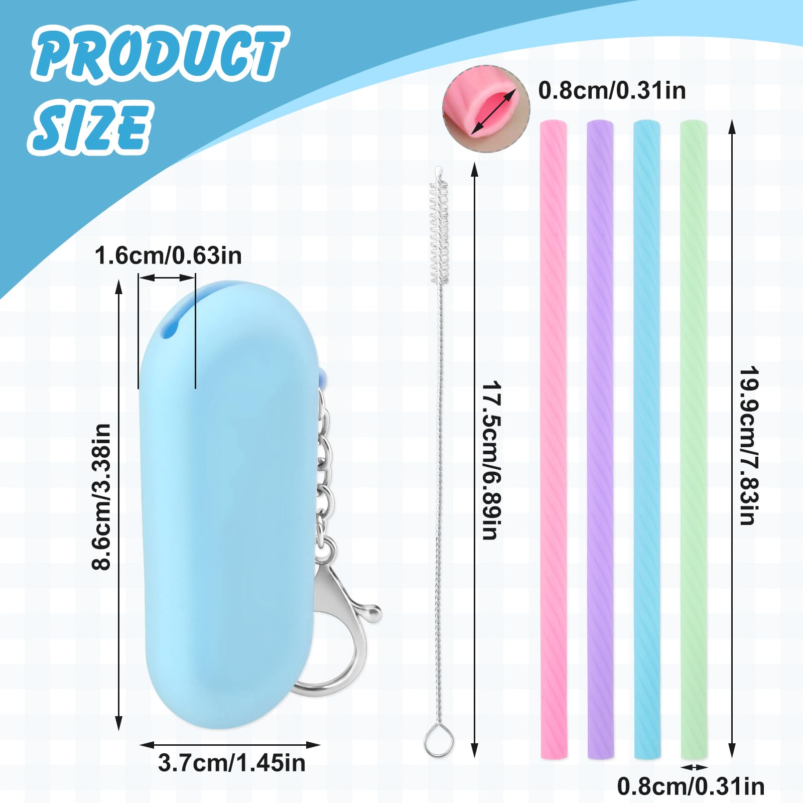 Cobee 4 Sets Reusable Silicone Straws Kit, Foldable Drinking Straws, Portable Straws Colorful Storage Box With Keychain For Trav