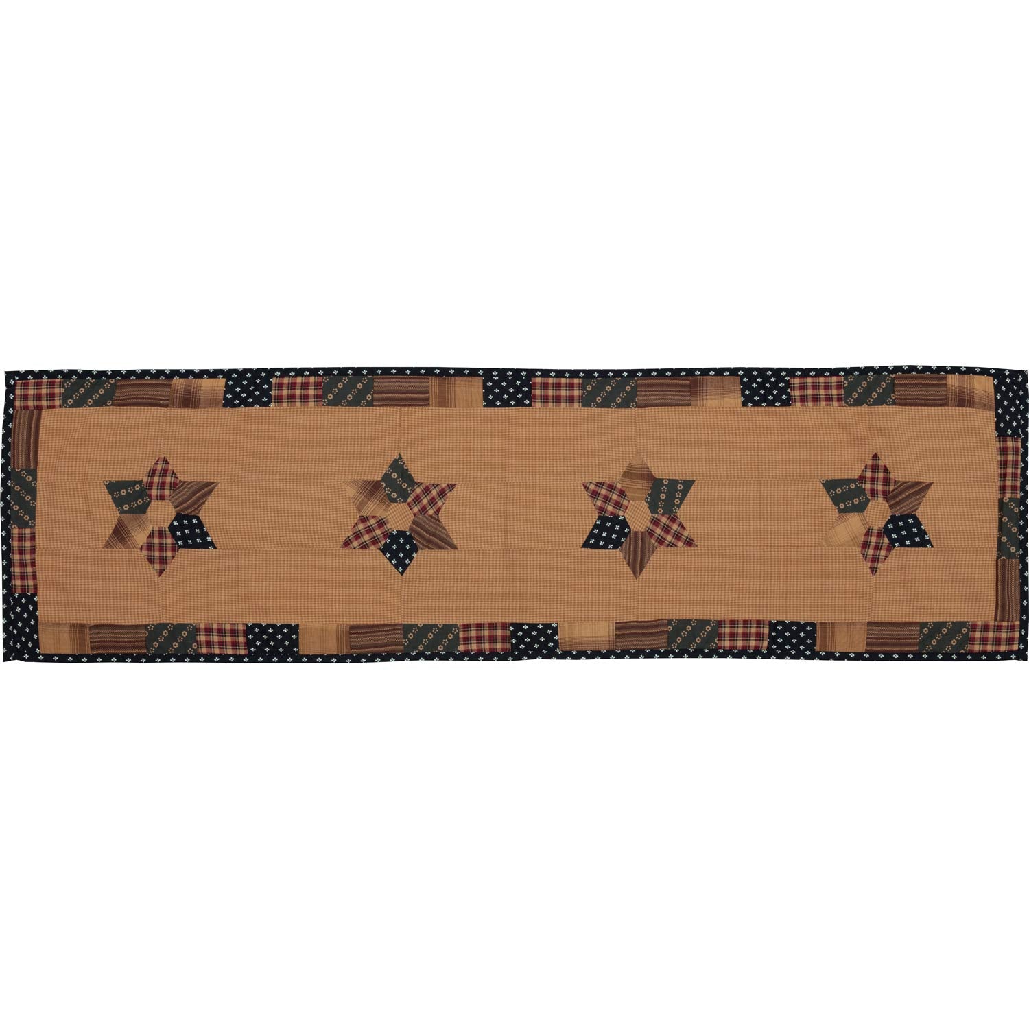Vhc Brands Patriotic Patch Star Rectangle Kitchen Table Decor, Runner, Red, 13X48