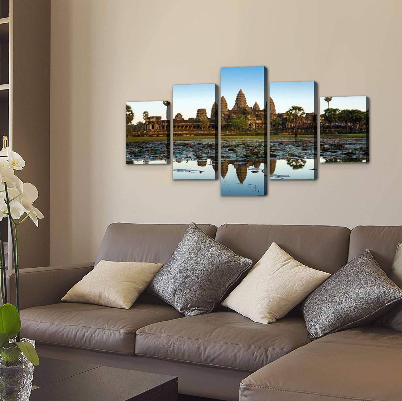 Angkor Wat Before Sunset, Cambodia Temple On The Waters And Wall Art Canvas Prints Pictures Paintings Artwork Home Decor Stretch