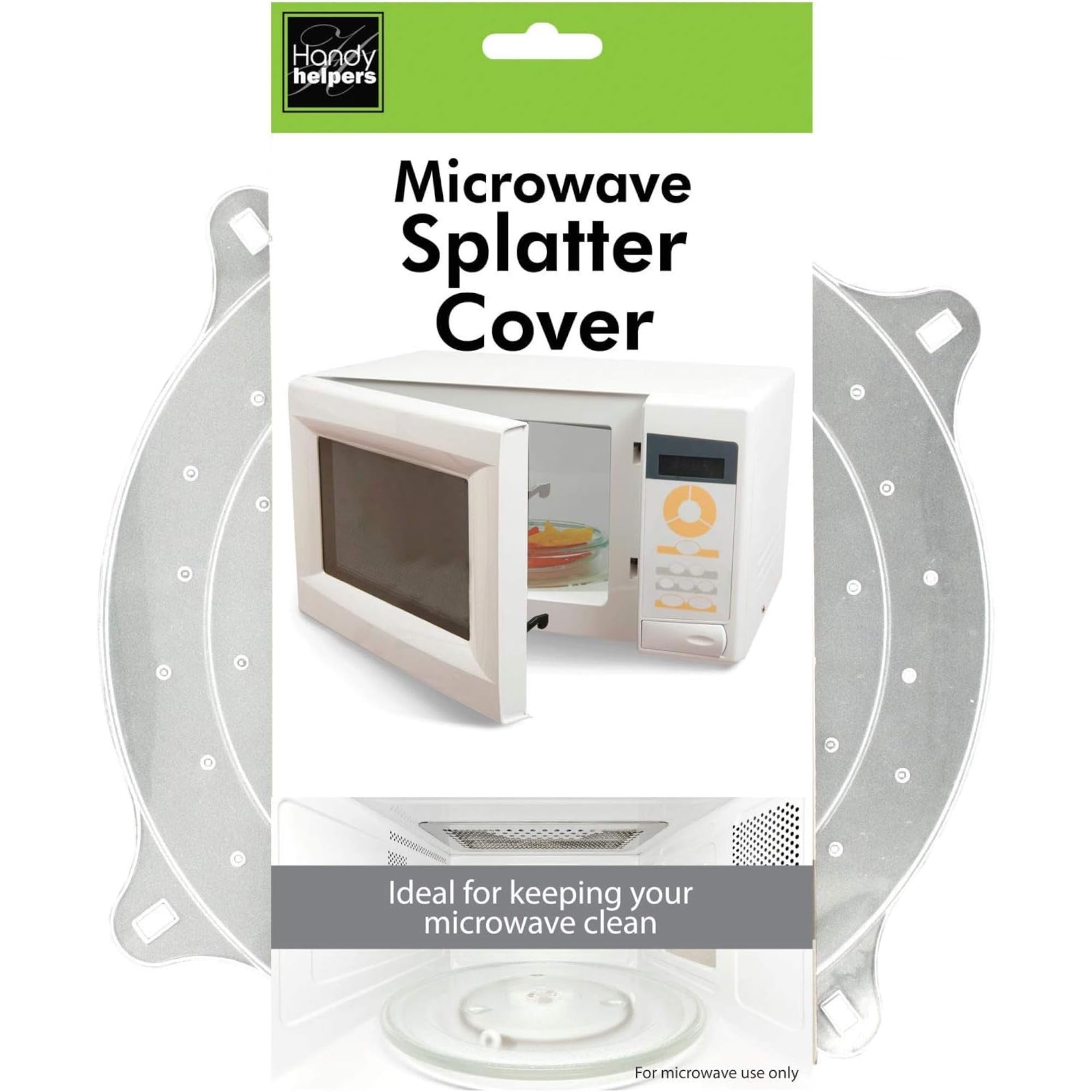 Handy Helpers Kitchen Essentials Microwave Splatter Cover, 10'' X 12'', Silver