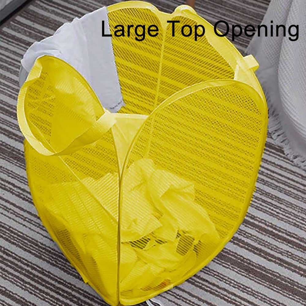 Larpur Pop Up Laundry Hamper, Collapsible Mesh Laundry Basket With Side Pocket, Foldable Clothes Hamper For Storage, Home, Dorm,