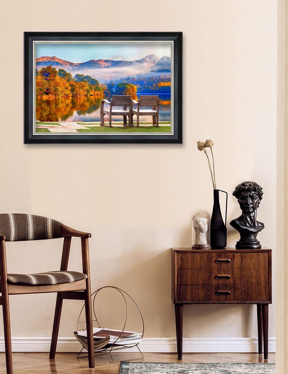 Ipic - Grow Old Together, Personalized Framed Wall Art With Names And Date On, Giclee Prints Framed With Solid Wood, Custom Memo