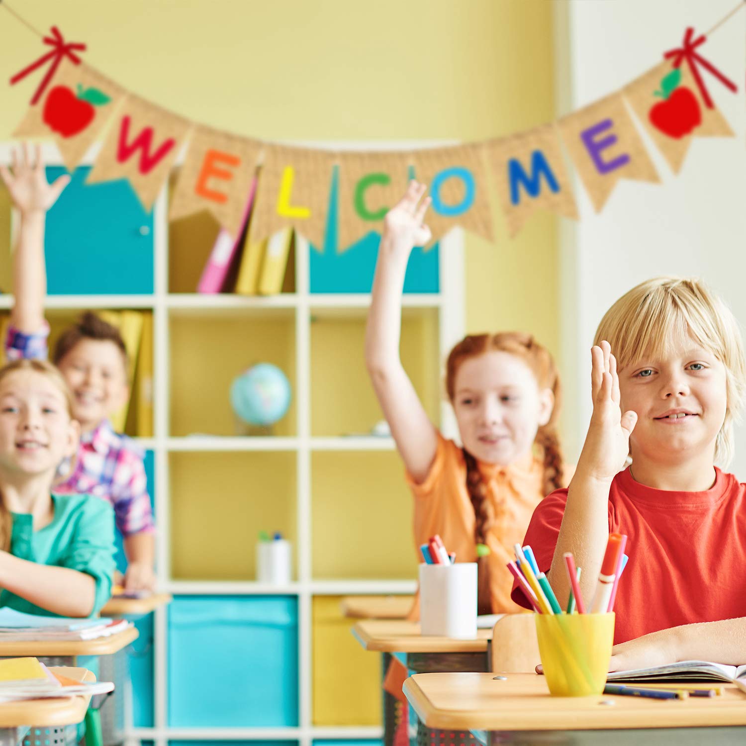Adurself Welcome Burlap Banner Back To School Party Decorations First Day Of School Jute Burlap Garland Wall Hanging For Pre Sch