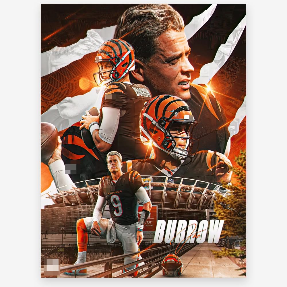 Whzkcyh 2025 Rugby Star Joe Burrow Poster For Kids Bedroom Wall Decor-Football Superstar Signed Posters Canvas Art Print Picture