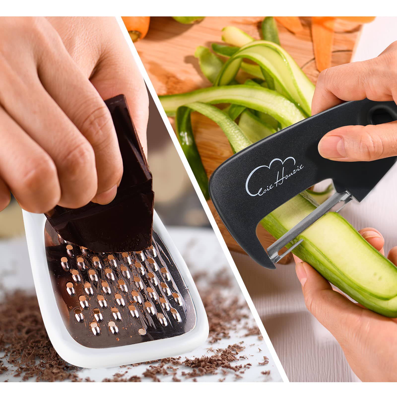 5 Pieces Kitchen Gadgets Set - Space Saving Cooking Tools Accessories Cheese Chocolate Grater, Fruit Vegetable Peeler, Bottle Op