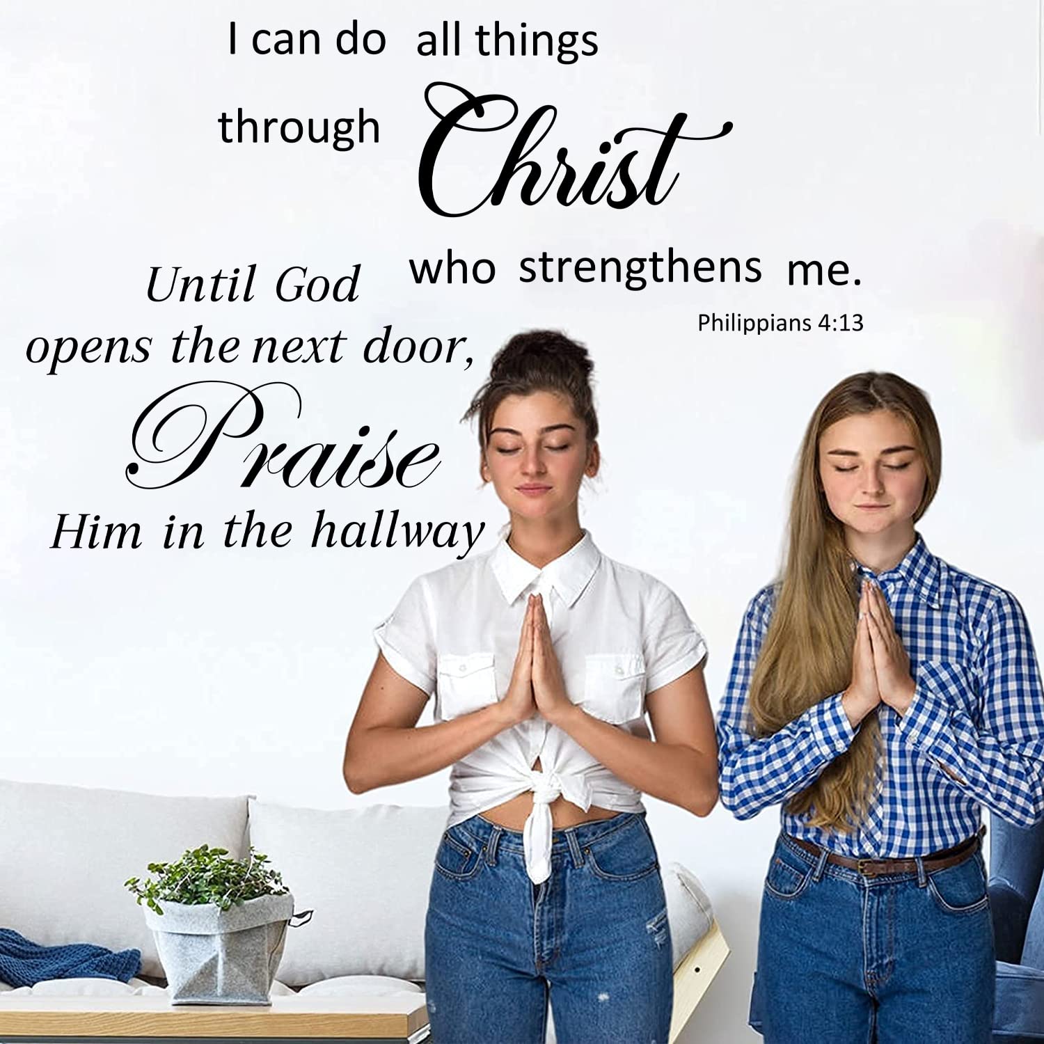 2 Sets Bible Verse Wall Decals Vinyl Inspirational Quotes Wall Decals Positive Saying Wall Stickers Christian Scripture Motivati