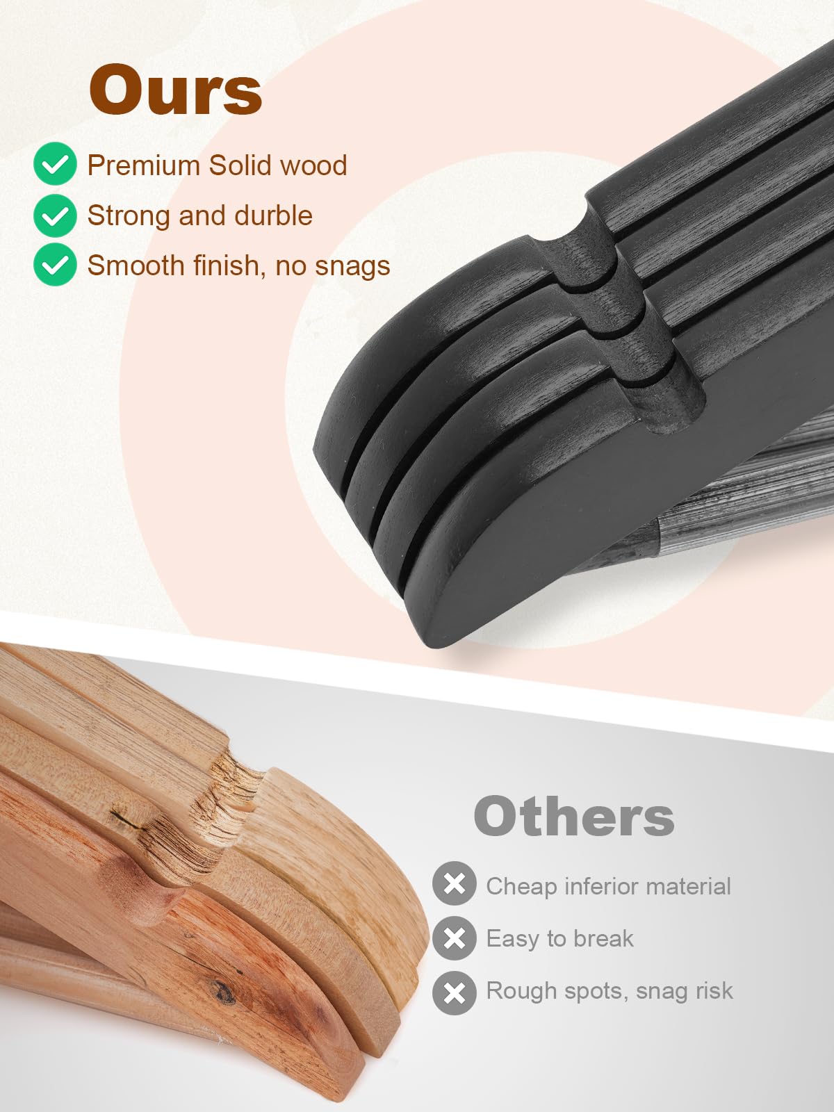 HOUSE DAY Black Wooden Hangers 20 Pack Wood Clothes Hangers Smooth Finish Wooden Coat Hangers for Closet Heavy Duty Hangers Solid Wood Hangers Suit Hangers for Clothes  Jacket  Shirt  Tank Top  Dress