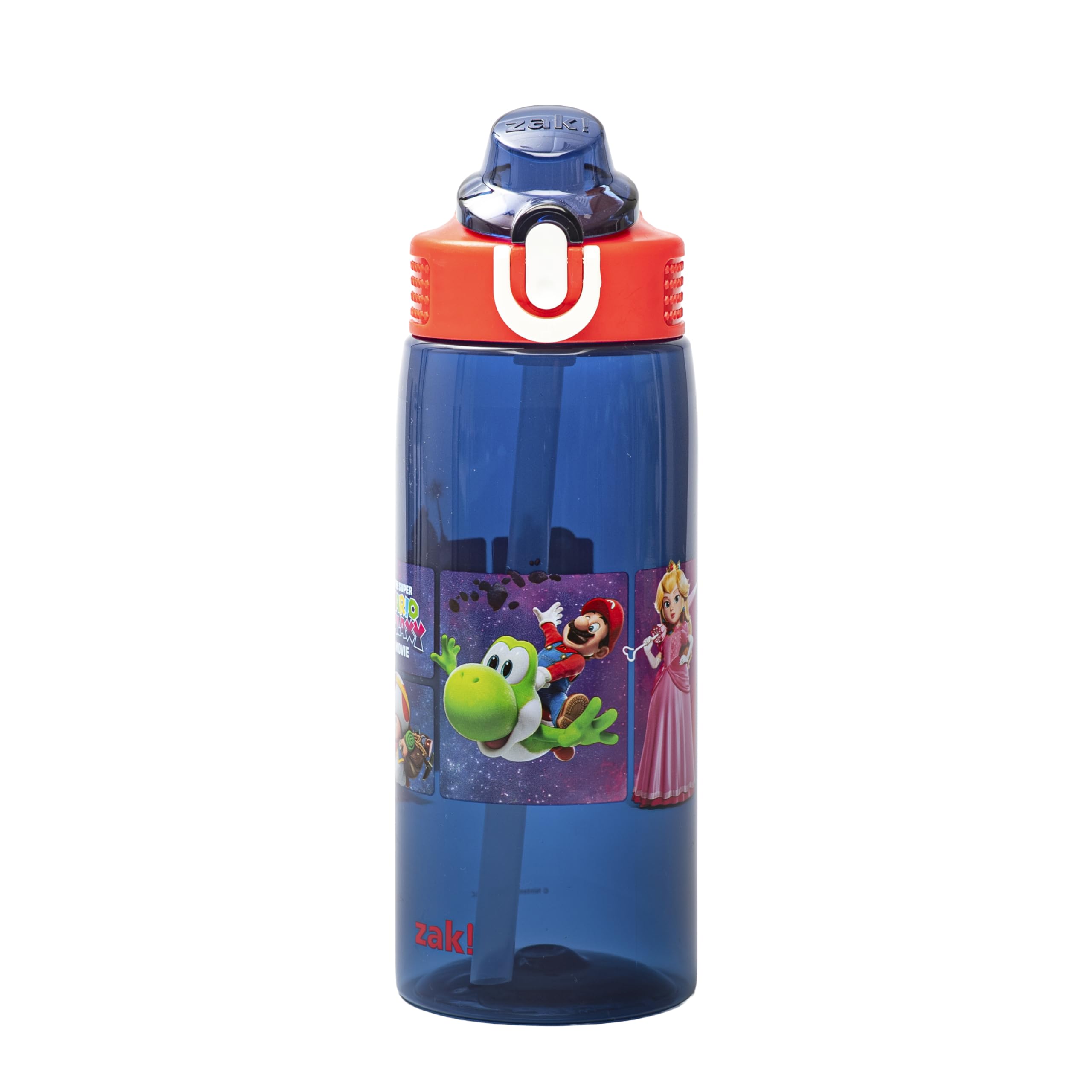 Zak Designs The Super Mario Galaxy Movie Sage Water Bottle For School or Travel, 25oz Durable Plastic Water Bottle With Straw, H