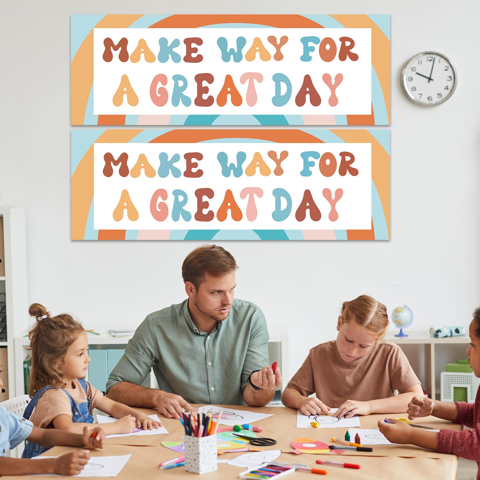 Qoubai Groovy Classroom Welcome Banner And Poster For Teachers Hippie Motivational And Inspirational Banner Decor For Preschool