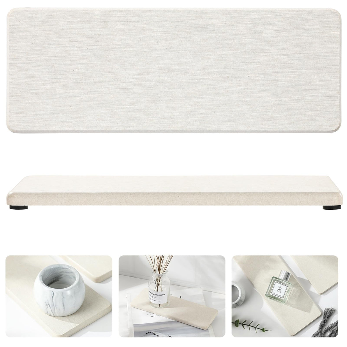 Razborci 2Pcs Bathroom Sink Vanity Trays, Water Absorbing Diatomite Stone Quick Drying Mat For Kitchen Counter, Dish Rack Soap D