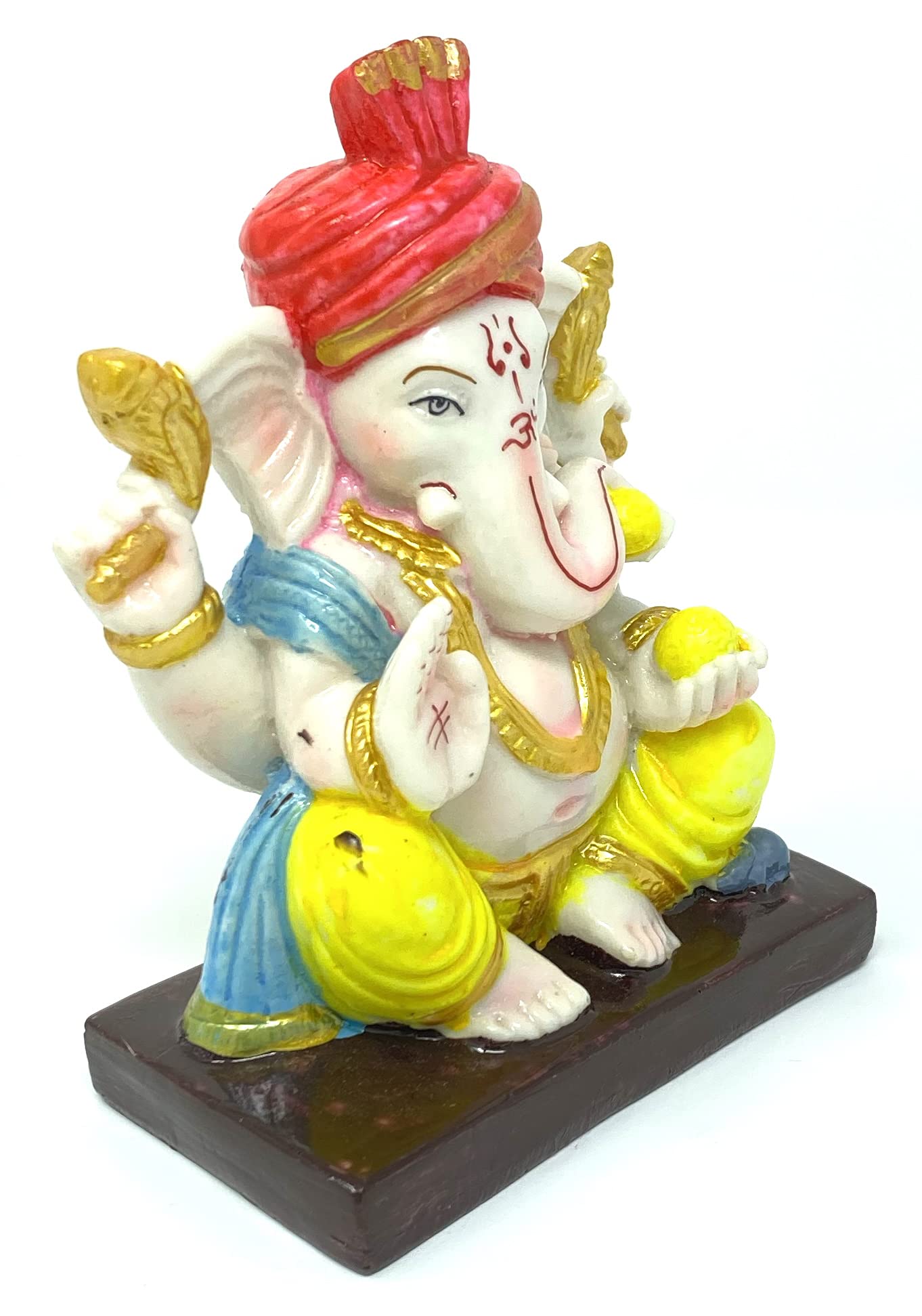 Mahant Ji Pure Siddha Polystone Marble Ganesha Idol Or Ganesh Ji Ki Murti Left Side Trunk With Gangajal And Chandan From Kashi (