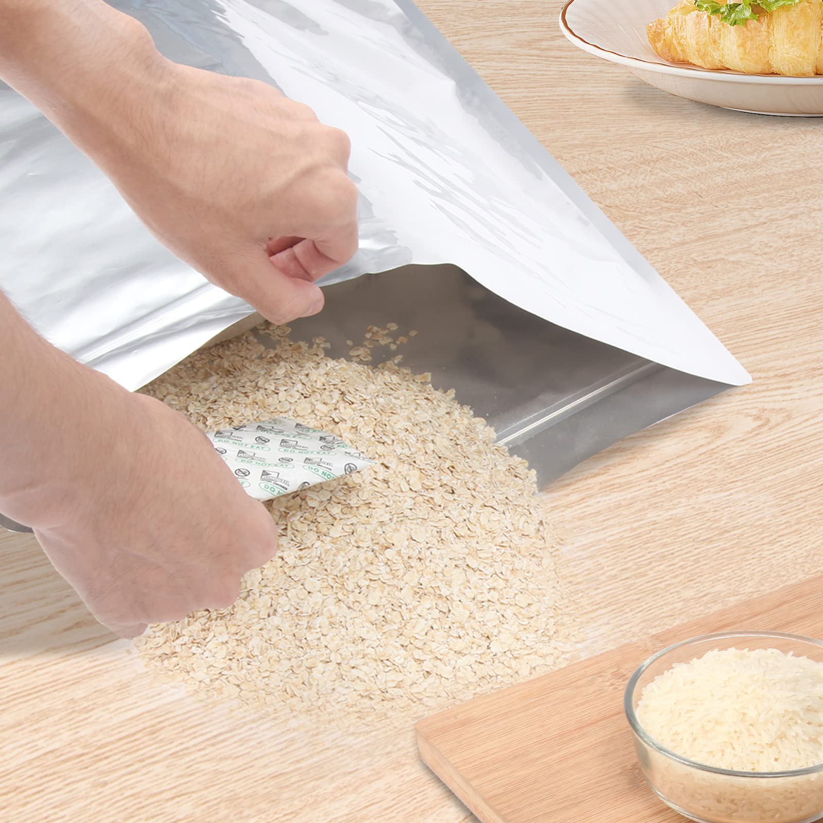 5 Gallon Mylar Bags with 2500CC Oxygen Absorbers and Labels  Zipper Resealable Pouches Heat Sealable Bags for Long Term Food Storage (10 pcs)