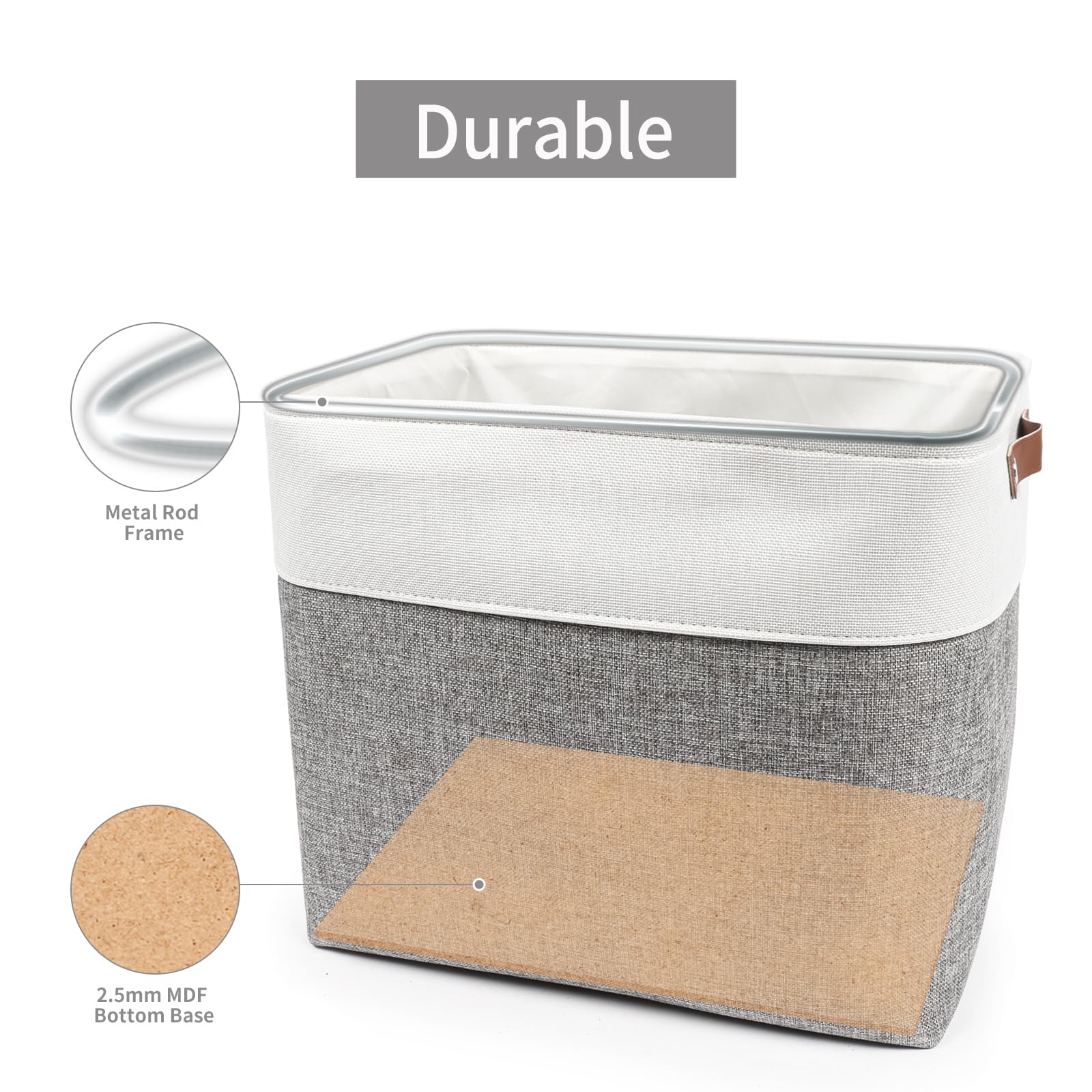 Bagnizer Large Fabric Storage Baskets | 50L Storage Bins, Decorative Linen Closet Baskets With Handles For Organizing, Shelf, To
