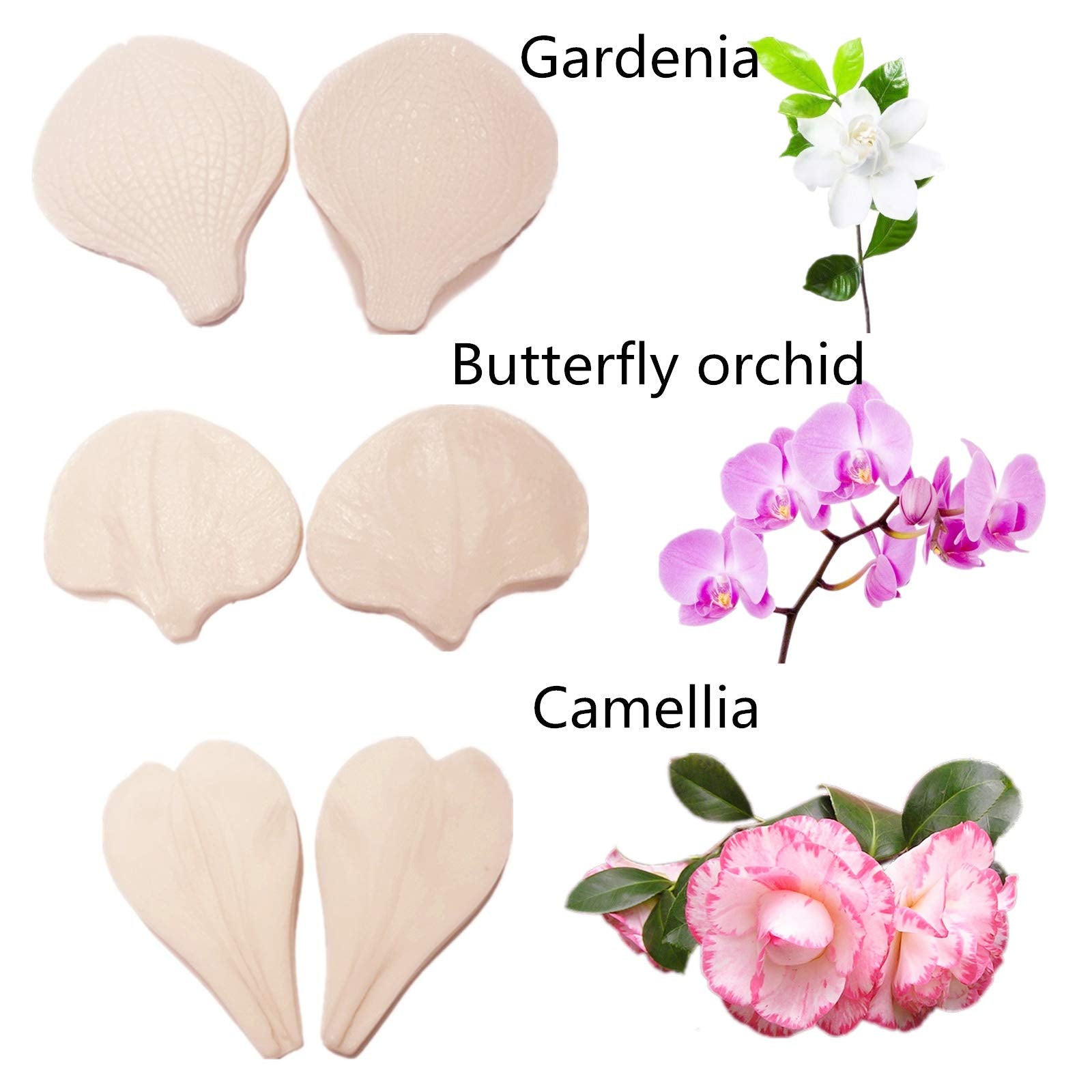 12Set Gumpaste Flower Molds,Fondant Flower Molds, Silicone Veining Molds,Sugar Flower Making Tools For Fondant Chocolate Soap Po