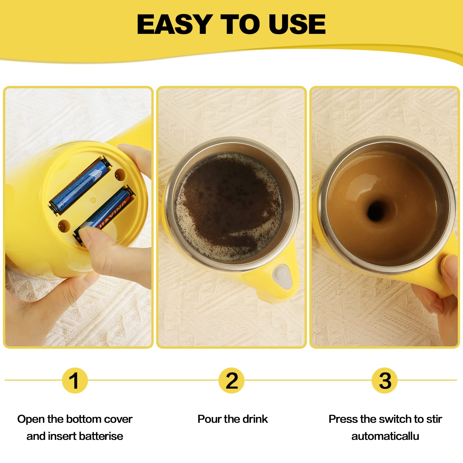 Automatic Magnetic Stirring Coffee Mug  Rotating Home Office Travel Mixing Cup Funny Electric Stainless Steel Self Mixing Coffee Tumbler  Suitable for Coffee  Milk  Cocoa and Other Beverages
