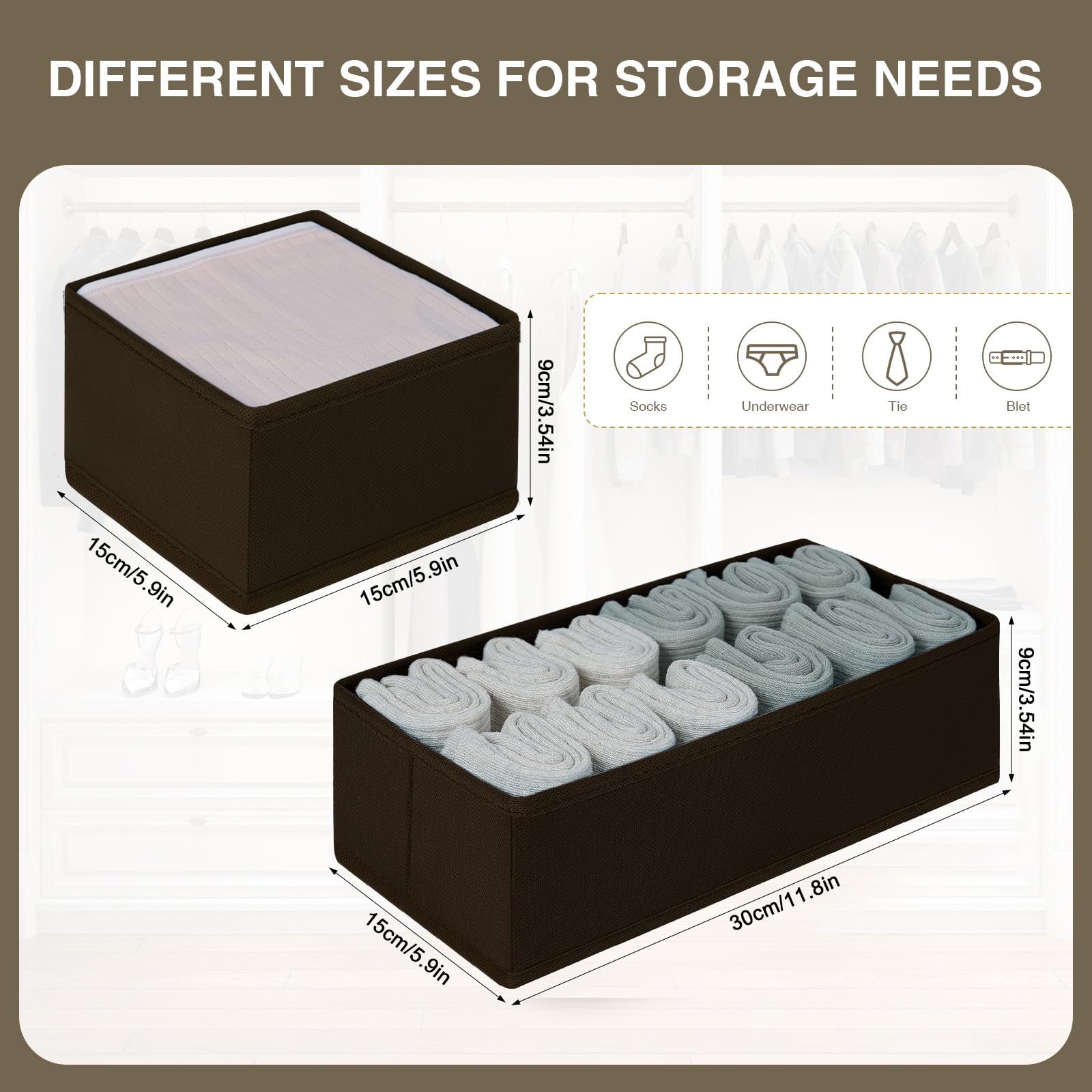 DIMJ Drawer Organizer Clothes, Underwear Drawer Organizer, Set of 4 Foldable Closet Drawer Organizer, Fabric Drawer Dividers for