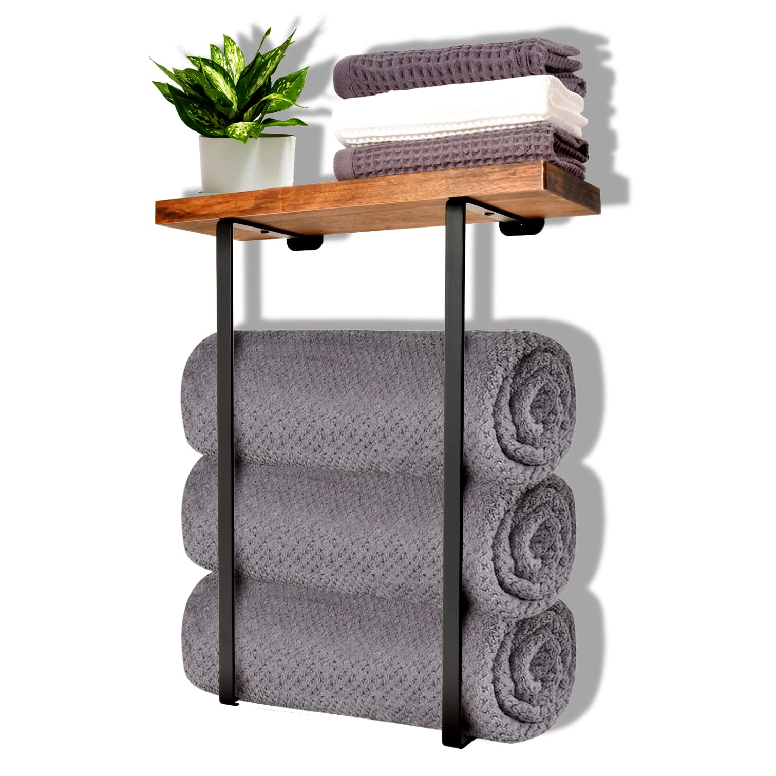 Joben Oligey Towel Racks for Bathroom Wall Decor,Bathroom Shelves,Black Minimalist Design Storage Organizer for Large Towels, Sm