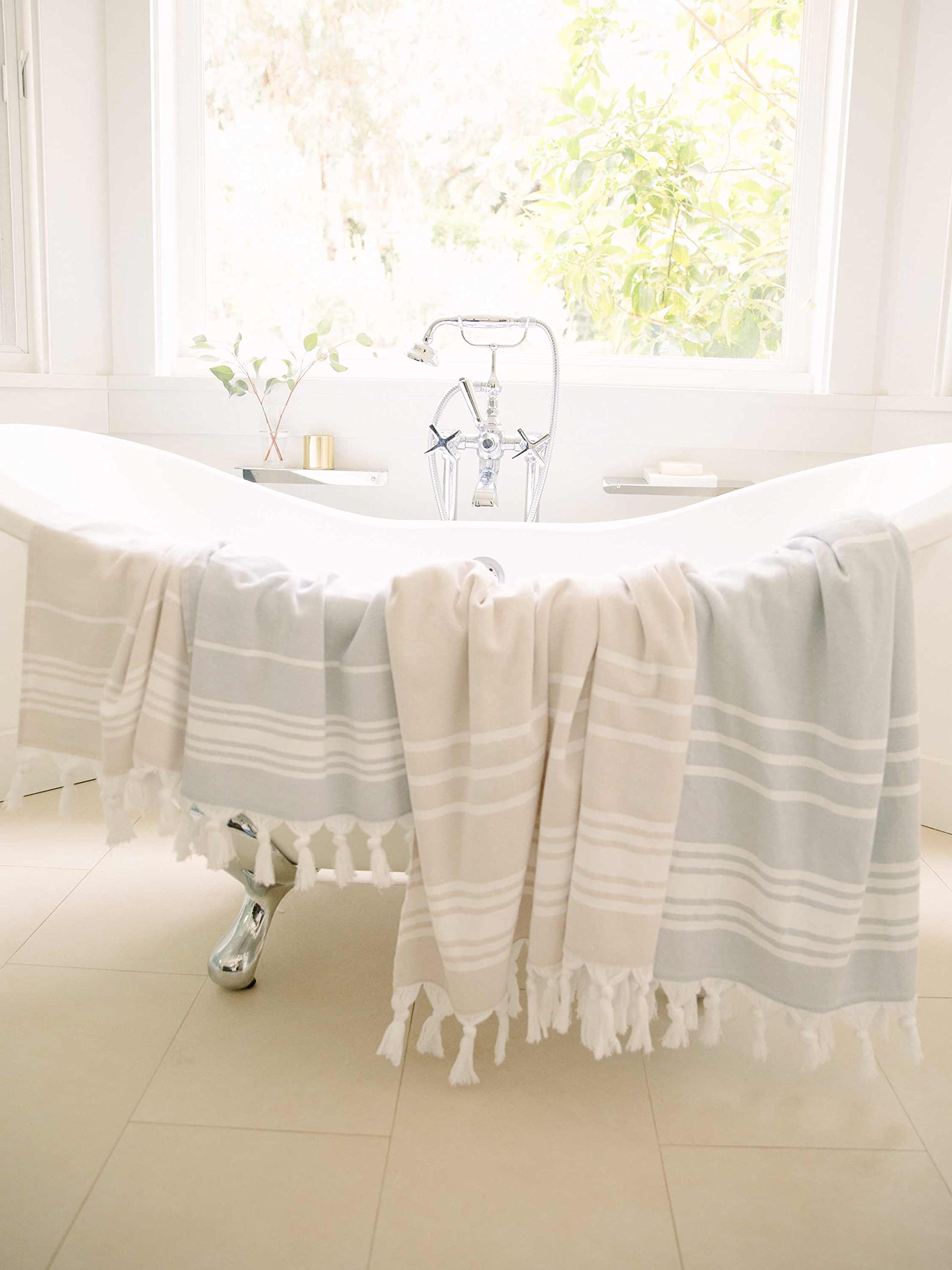 Laguna Beach Textile Co. Soft Turkish Fouta Beach Towel - Dune Tan, 400 Gsm