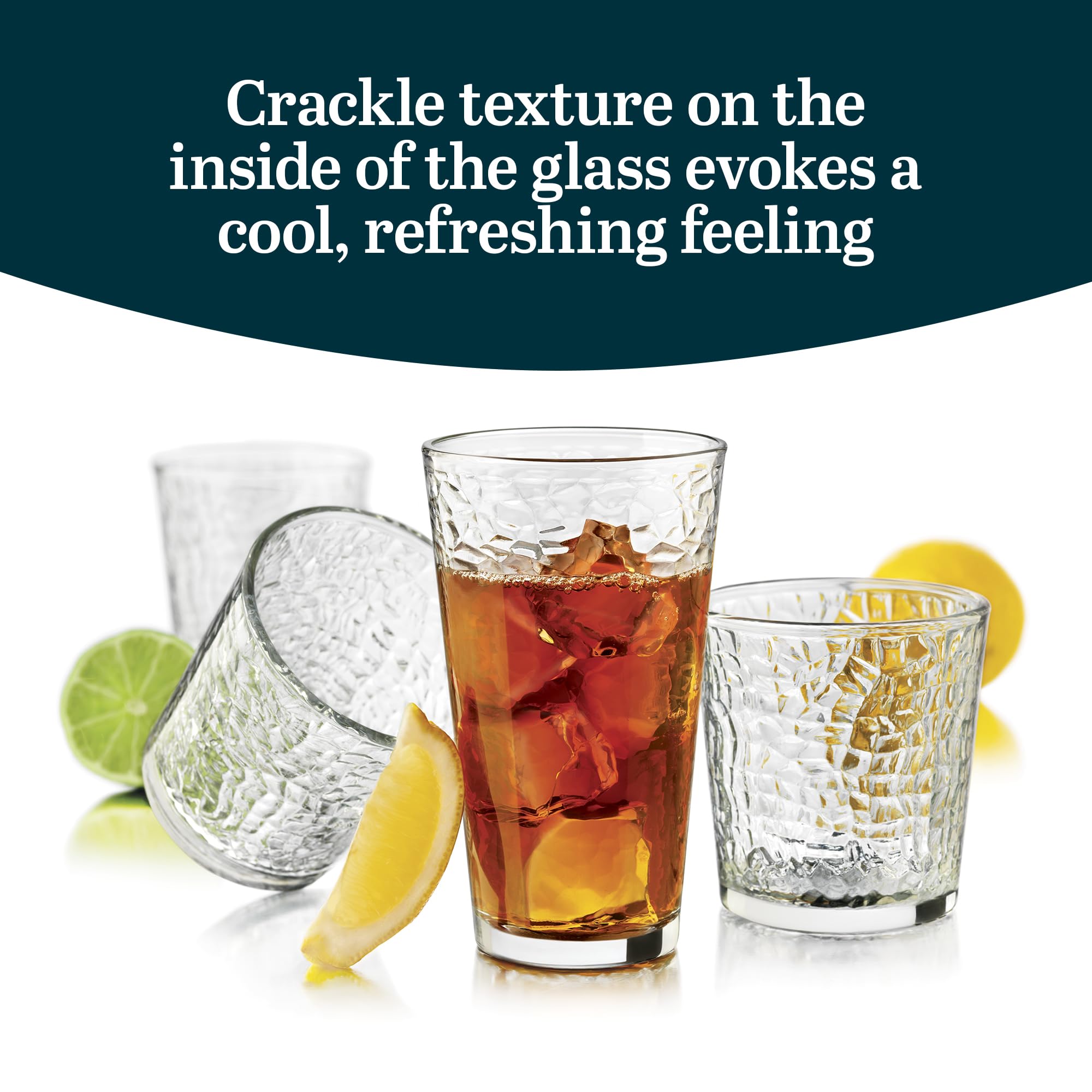 Libbey Yucatan Tumbler And Rock Glasses Drinking Set, Textured Drinking Glasses Set Of 16, All Purpose Glass Cups Set For Events