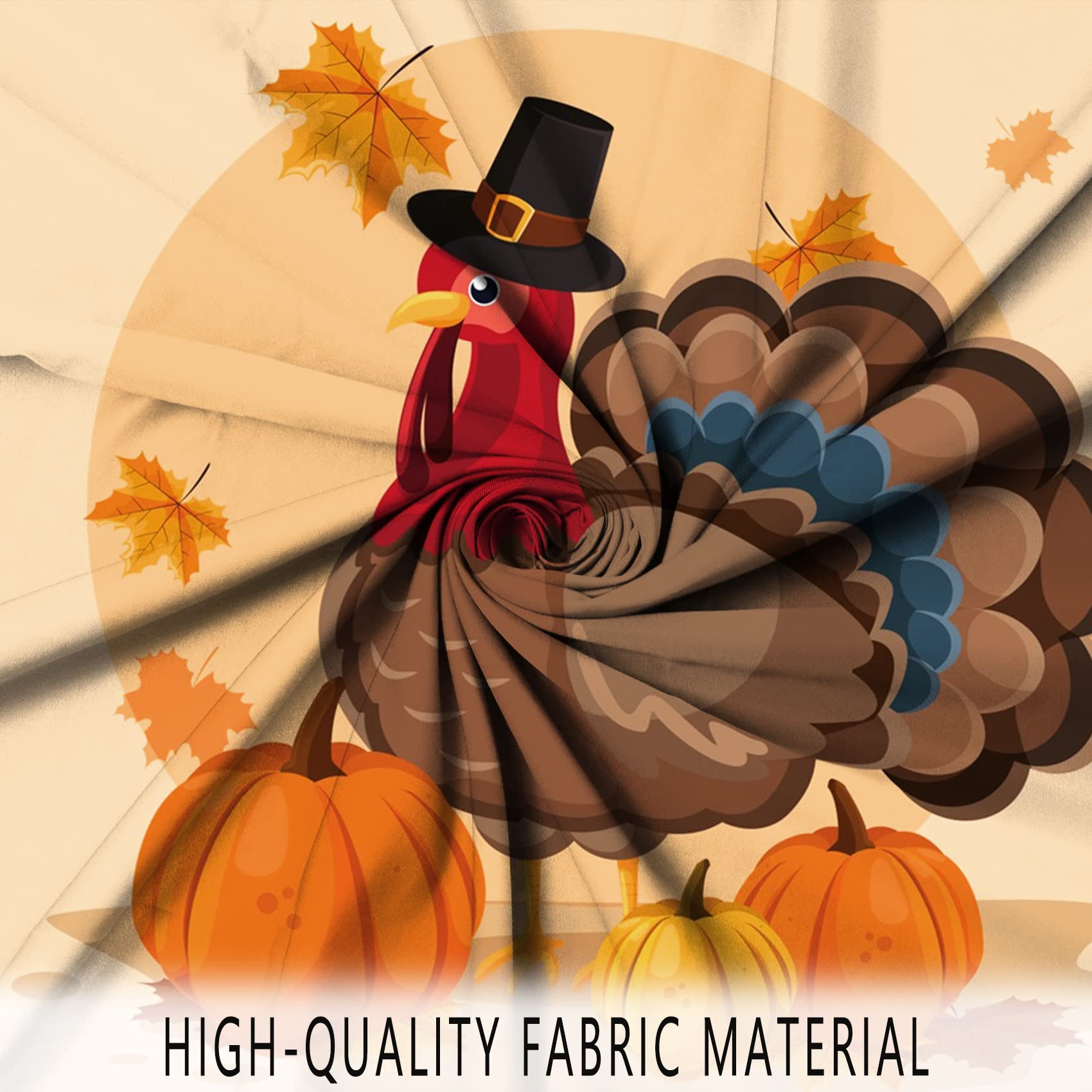 GCIREC Thanksgiving Shower Curtain, Waterproof Fabric, 72"x72", Fall Harvest Pumpkin & Turkey, Model GCI-8956