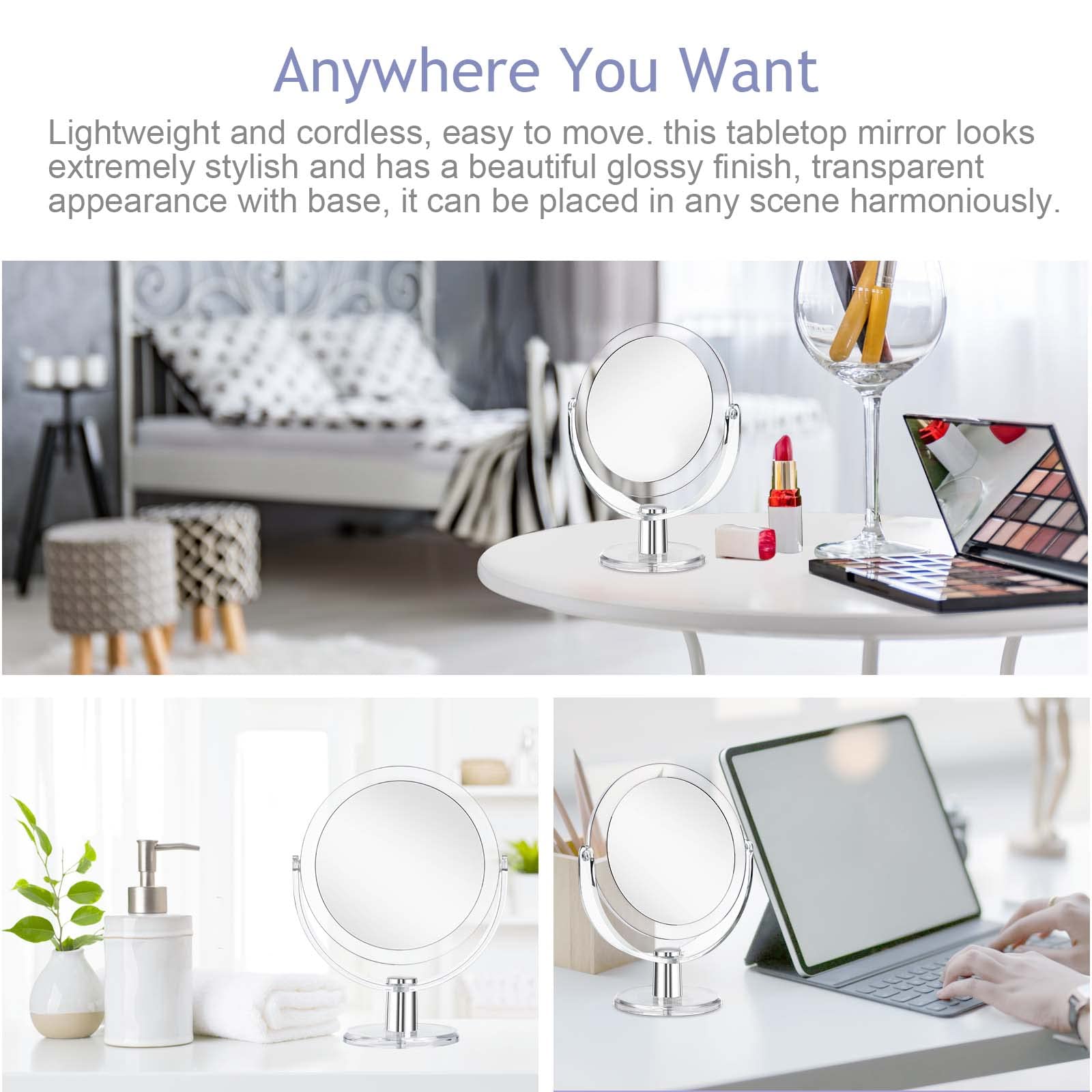 CLSEVXY Vanity Mirror Makeup Mirror with Stand  1X/15X Magnification Double Sided 360 Degree Swivel Magnifying Mirror  6.25 Inch Portable Table Desk Counter top Mirror Bathroom Shaving Mirror