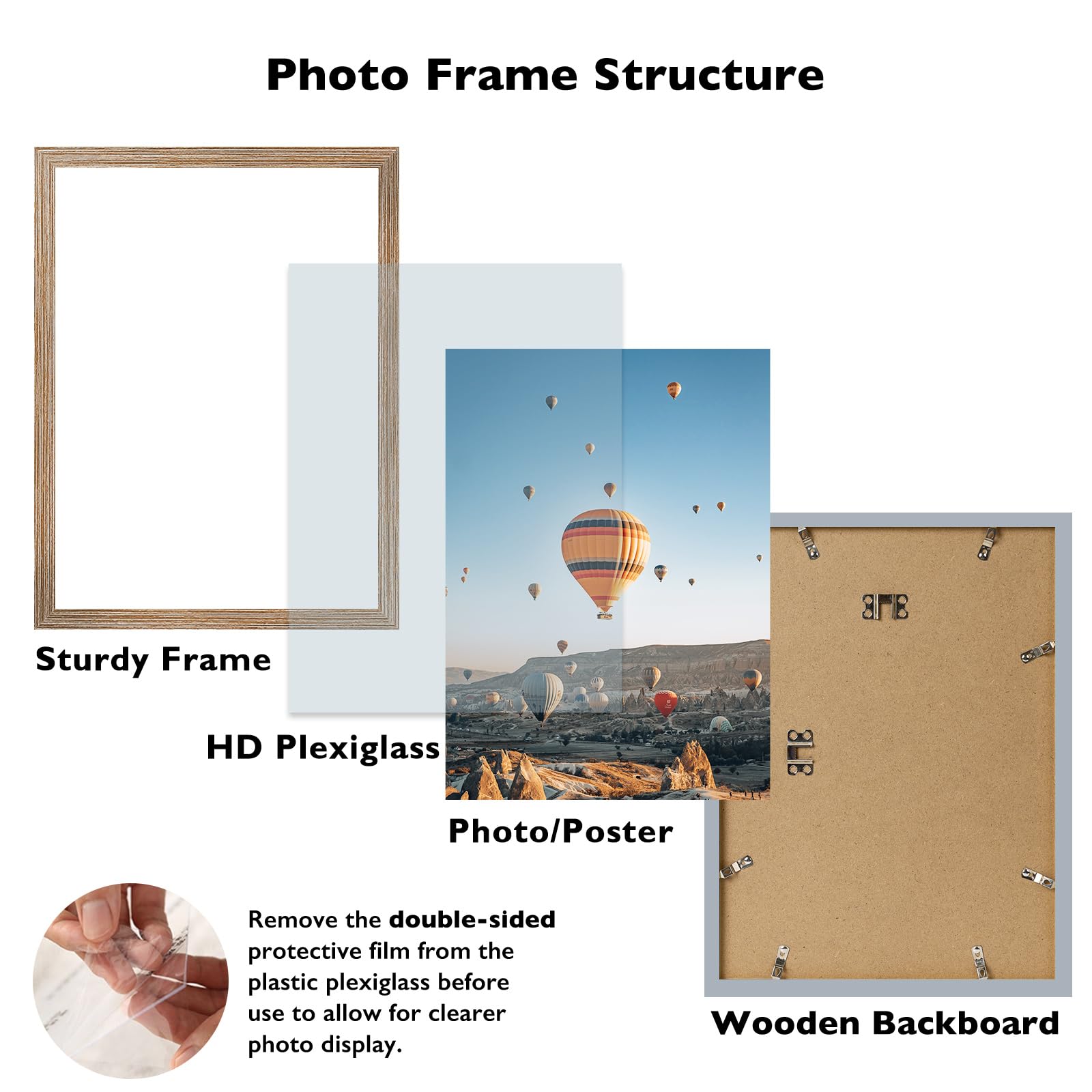 JCJMY 15x21.25 Puzzles Frame Rustic Brown, Wall Hanging 15 x 21.25 Picture Frame for 15 by 21.25 Poster Photo Canvas Picture Puz
