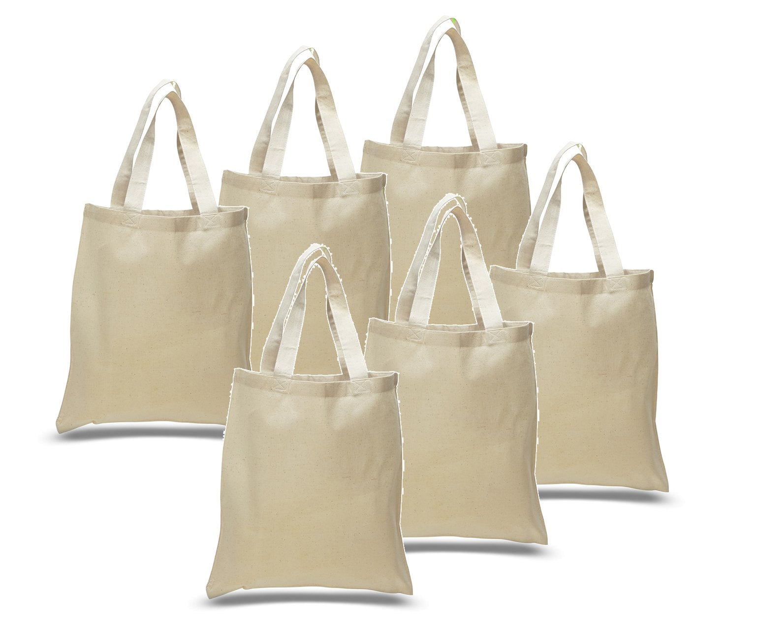 Set Of 6 Blank Cotton Tote Bags Reusable 100% Cotton Reusable Tote Bags Natural