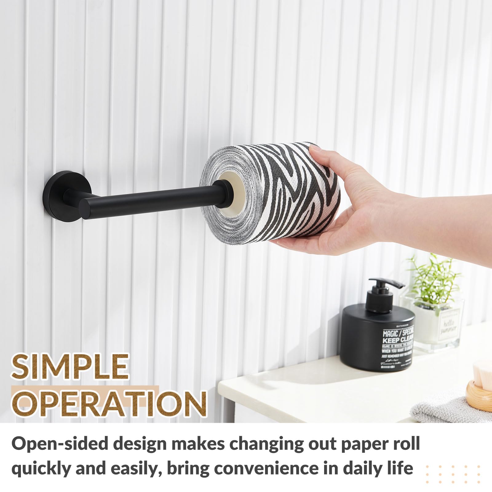 APLusee Matte Black Toilet Paper Holder  Stainless Steel Tissue Roll Hanger  Round TP Dispenser Wall Mount for Bathroom  Kitchen  Washroom