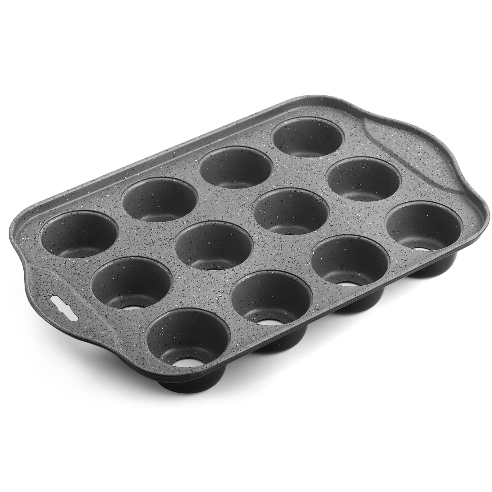 Tosnail 2 Pack 12 Cavity Mini Cheesecake Pan, Mini Muffin Baking Pan, Mini Cupcake Pan With Removable Bottom - Round Black