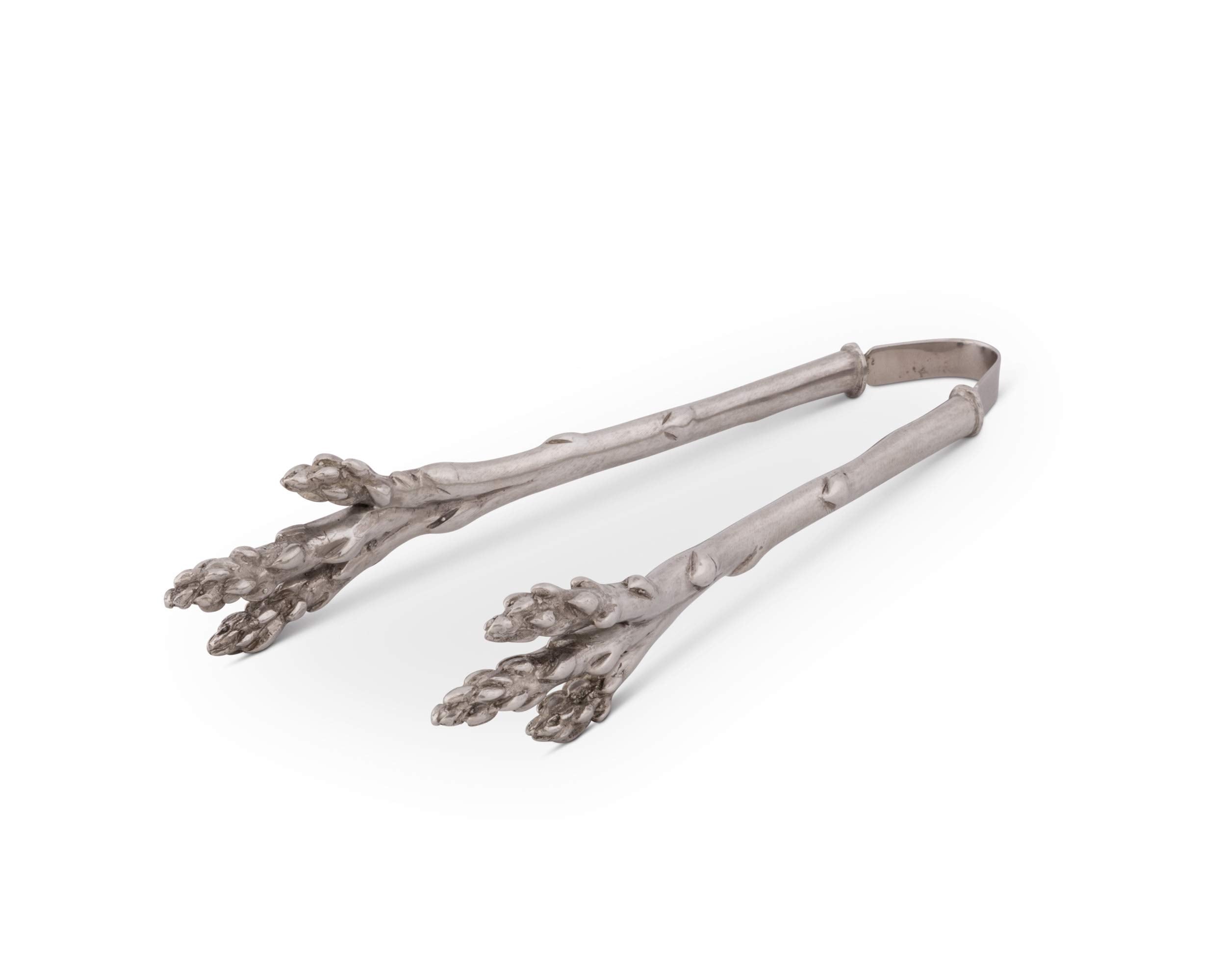 Vagabond House Pewter Metal Asparagus Pattern Asparagus Tongs 8''Long X 3''Wide X 1.25''Tall
