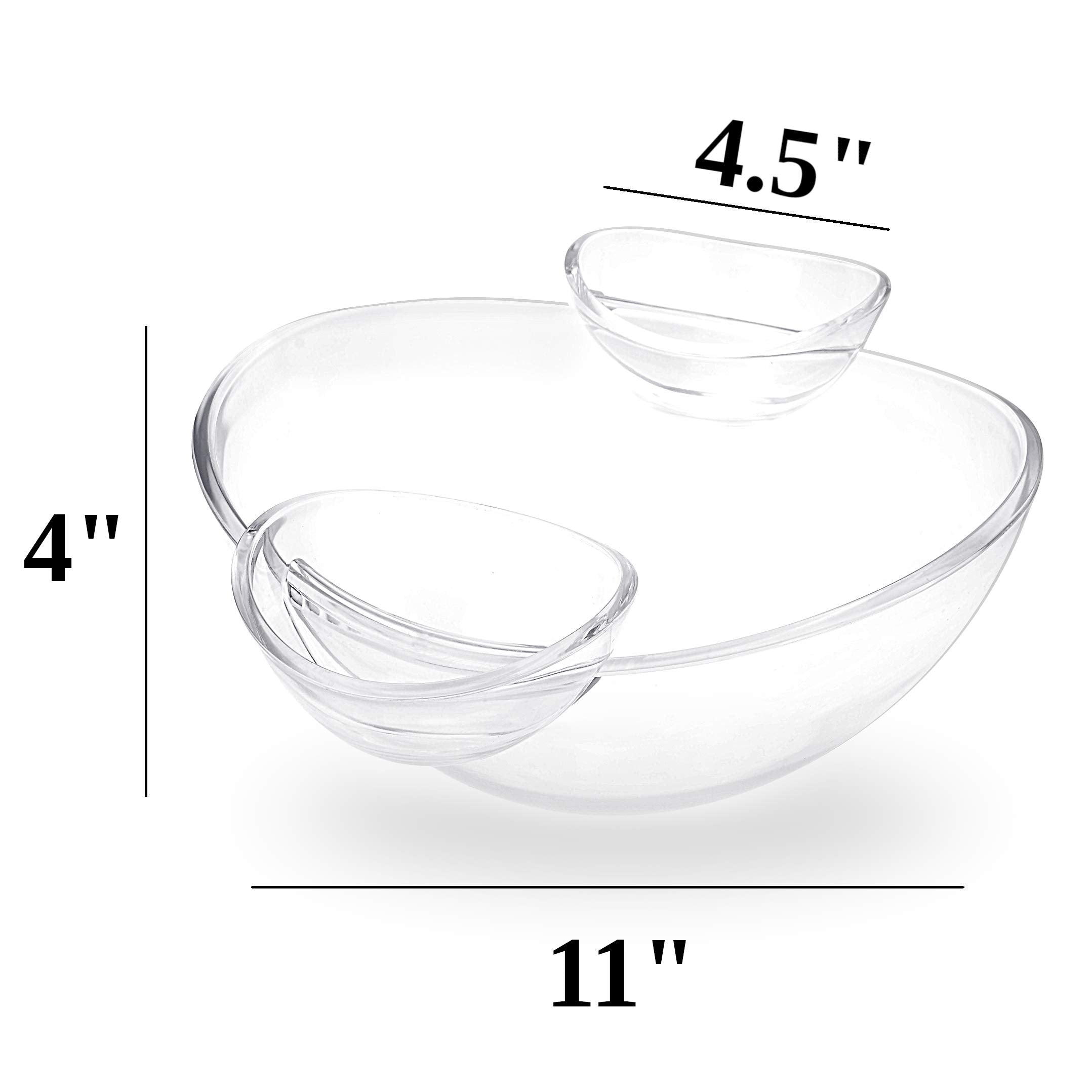 Chip And Dip Acrylic Bowl Set (3L Main Bowl, 180Ml Dipping Bowls)