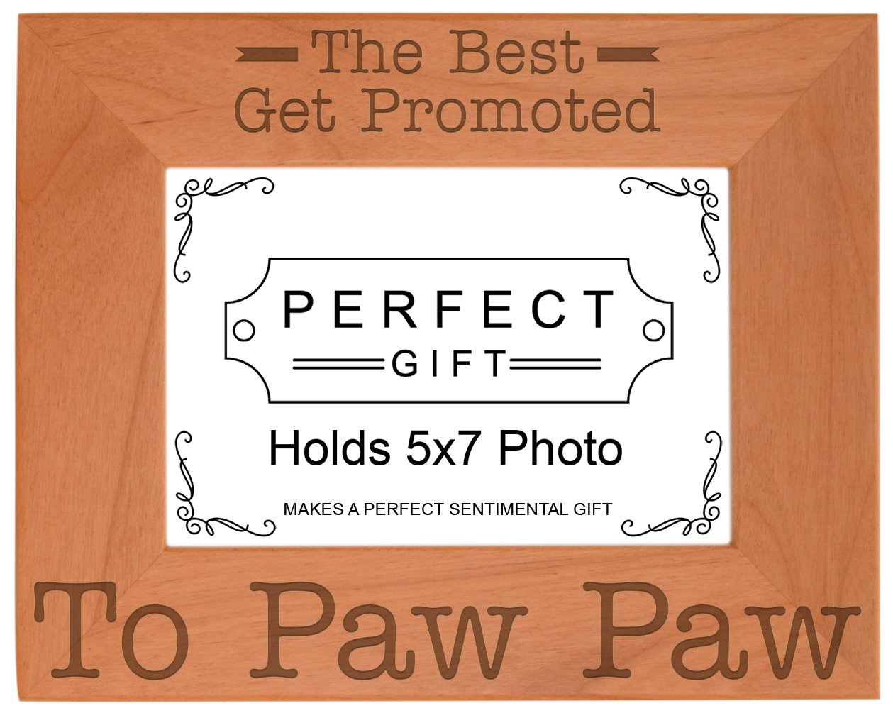 ThisWear Gift for Grandpa Best Get Promoted to Paw Paw Natural Wood Engraved 5x7 Landscape Picture Frame Wood