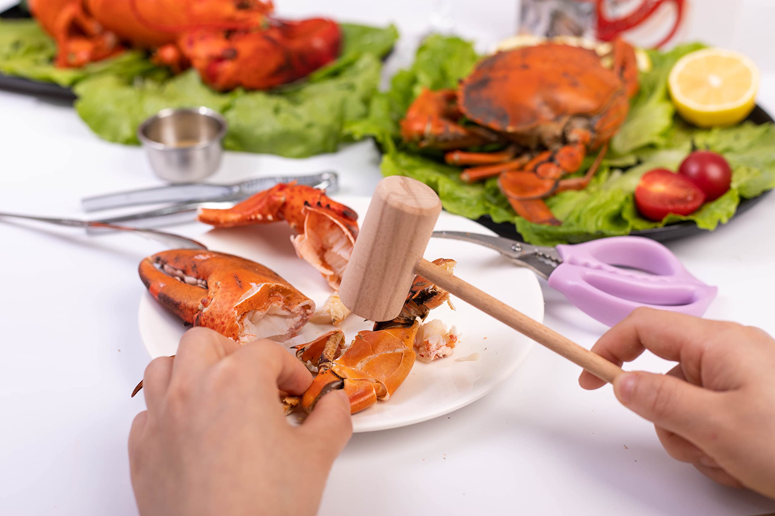 8.26'' Wooden Crab Mallets Crab Hammers Lobster Seafood Crackers (16 Pcs)
