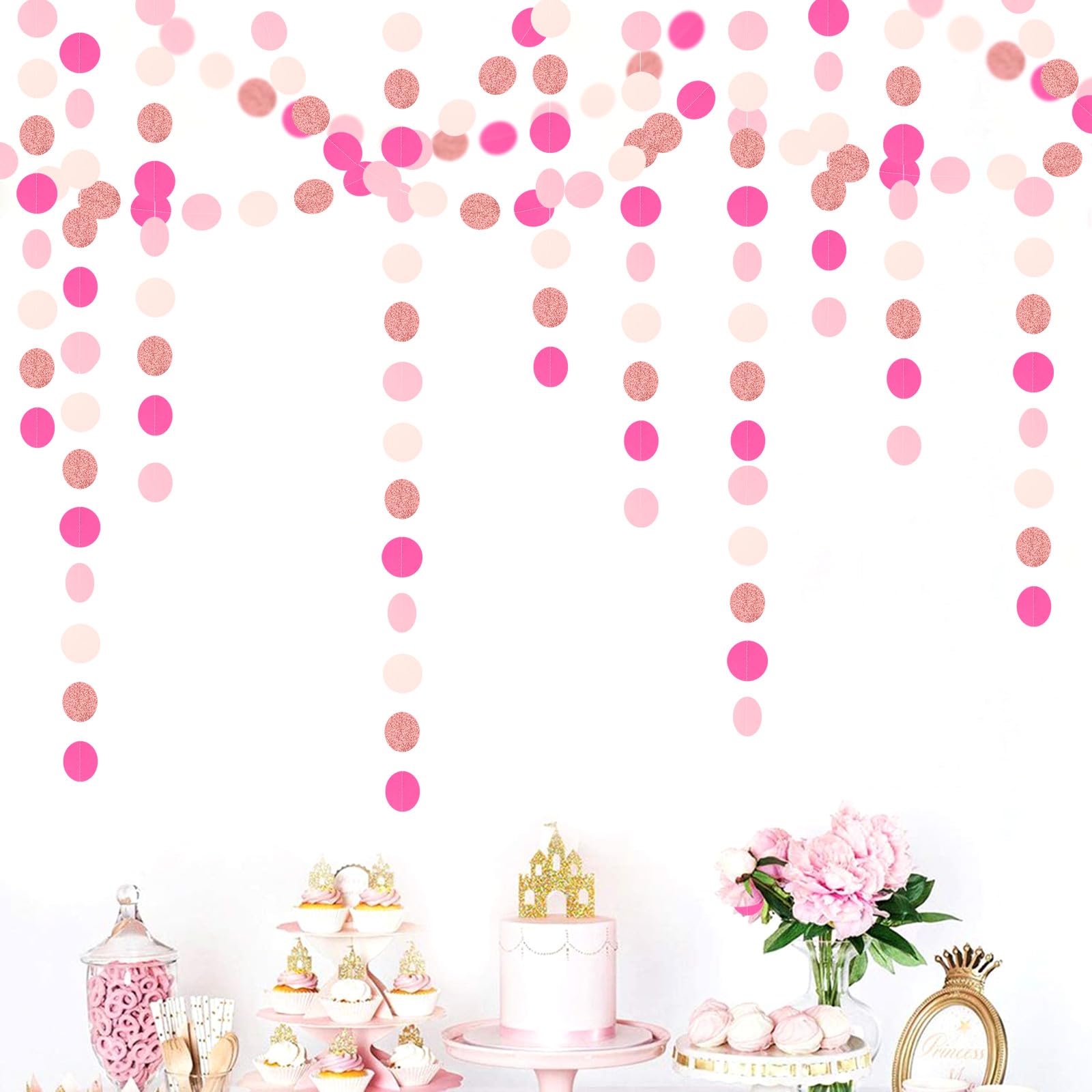 Hot-Pink Rose-Gold Party Decorations Garland - 52ft Wedding Bridal Shower Hanging Decoration Streamers Banner,Baby Girl Birthday