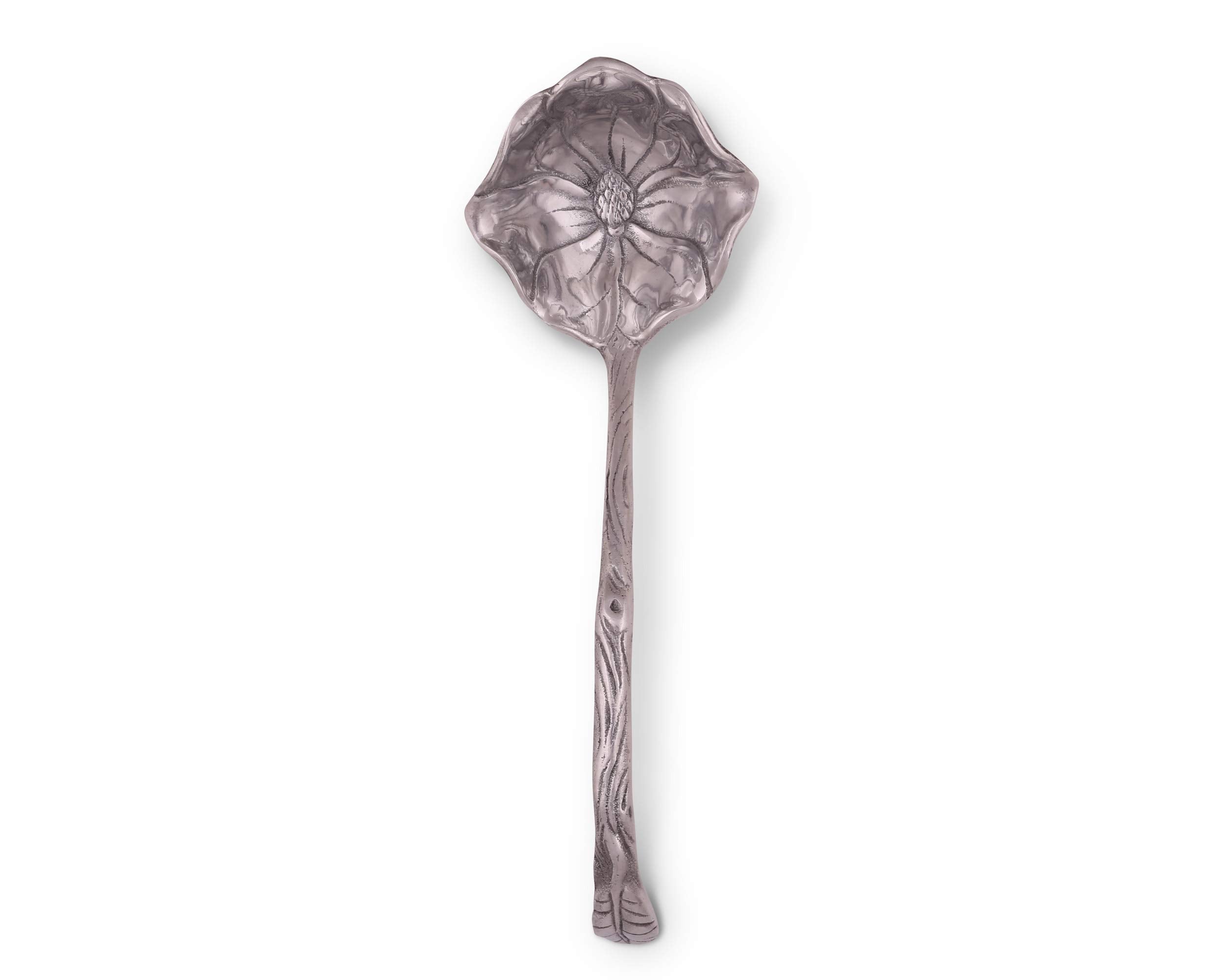 Arthur Court Aluminum Metal Magnolia Pattern Punch/Soup/Serving Ladle Silver Spout 12.5 Inch Long