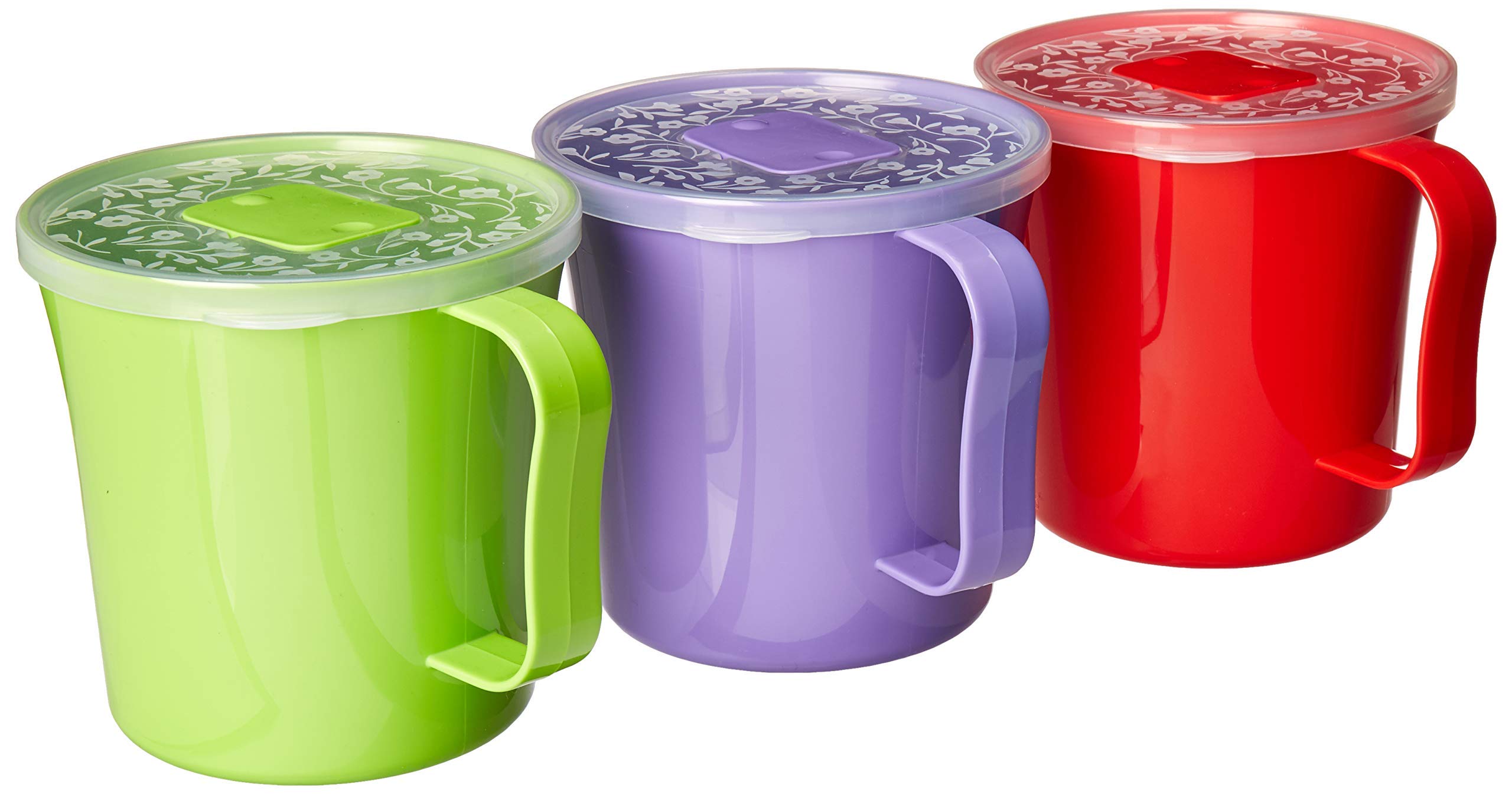 Zilpoo 3 Pack - Soup Mug With Handle And Vented Lid 37 Ounce | Plastic Microwaveable Oatmeal Cereal Cup With Cover | Microwave S