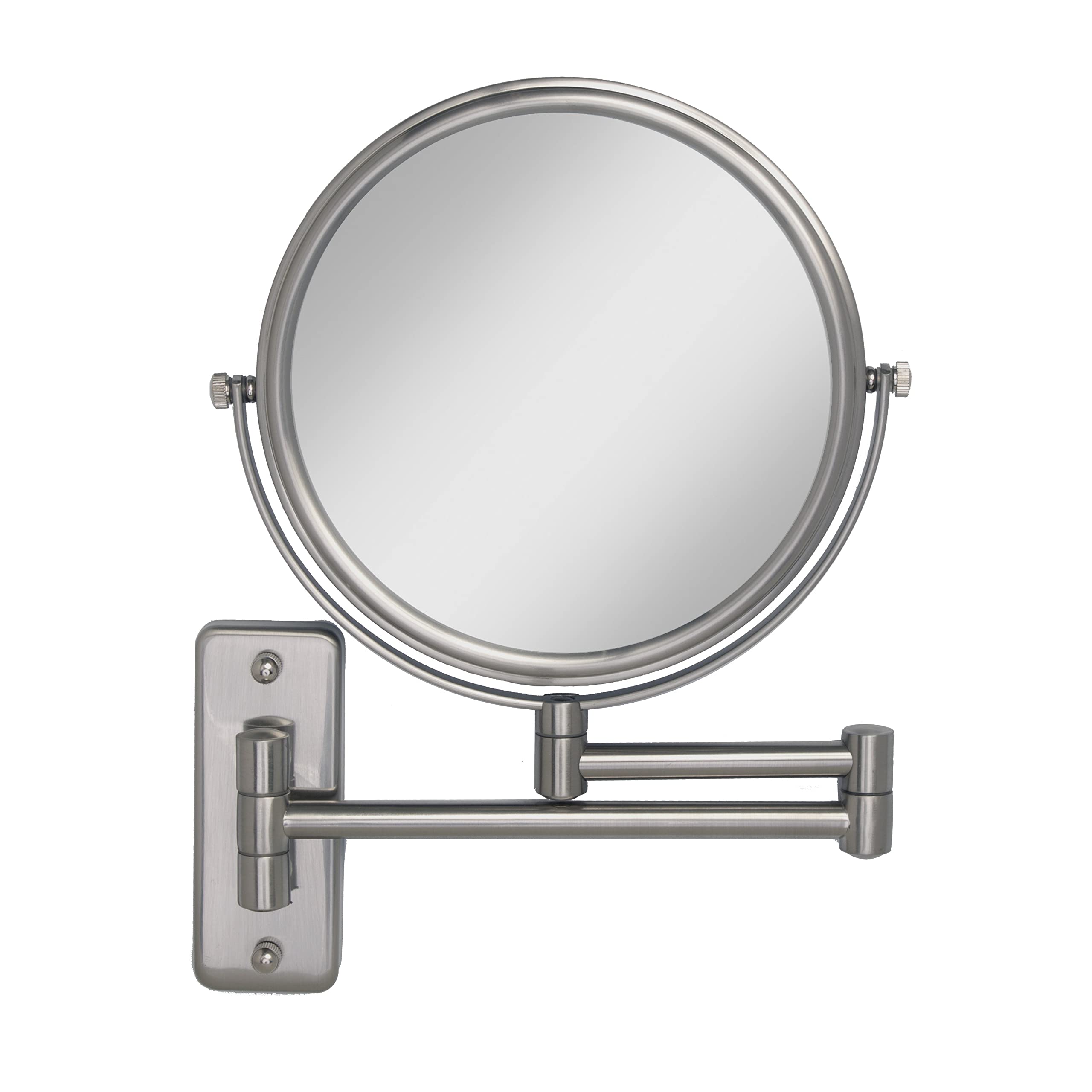Zadro Two Sided Dual Arm Wall Mount Mirror, Satin Nickel, 5X-1X