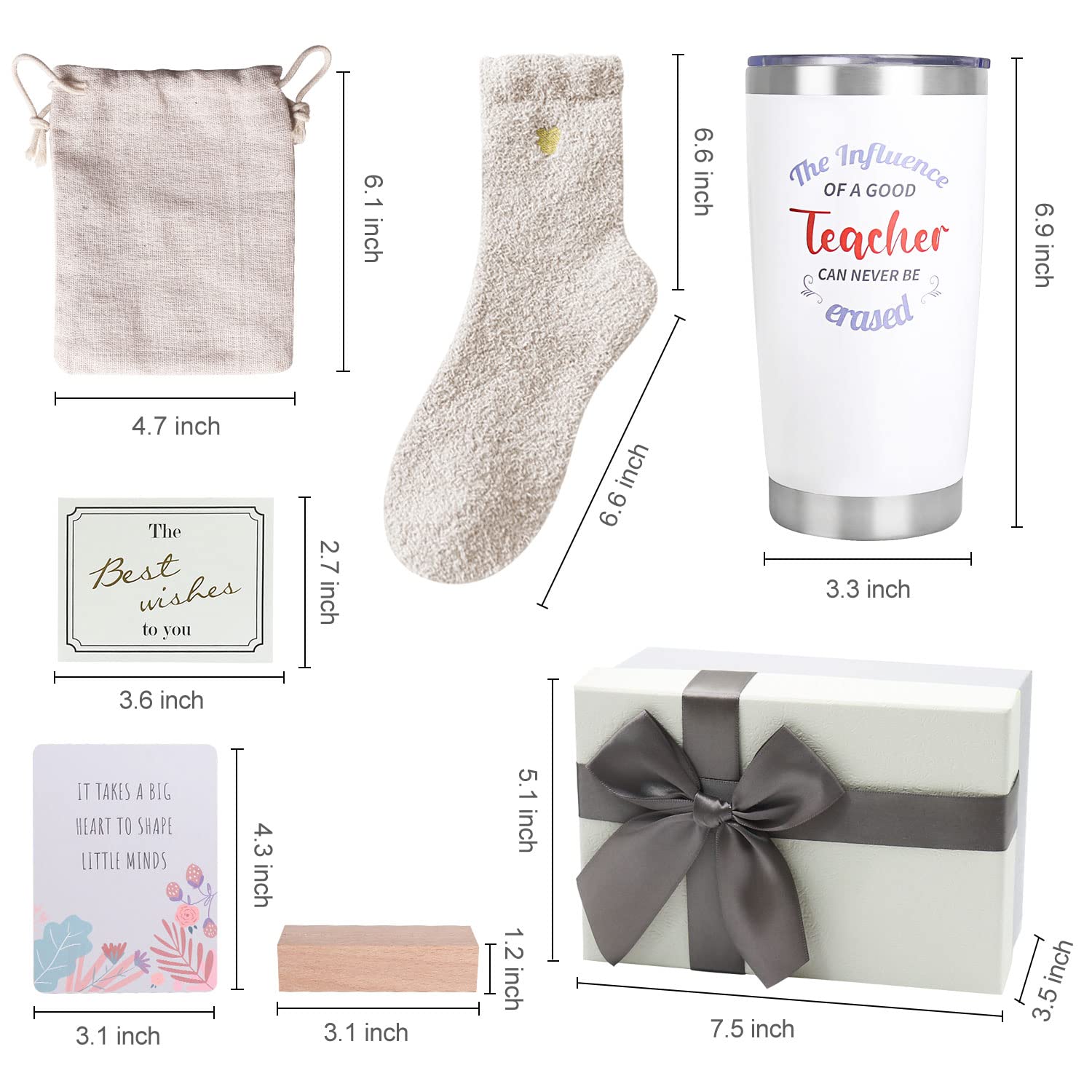 Teacher Gifts, Teacher Appreciation Gifts with 20 OZ Insulated Tumbler, Affirmation Cards Unique Gift Ideas for Women, Cozy Sock