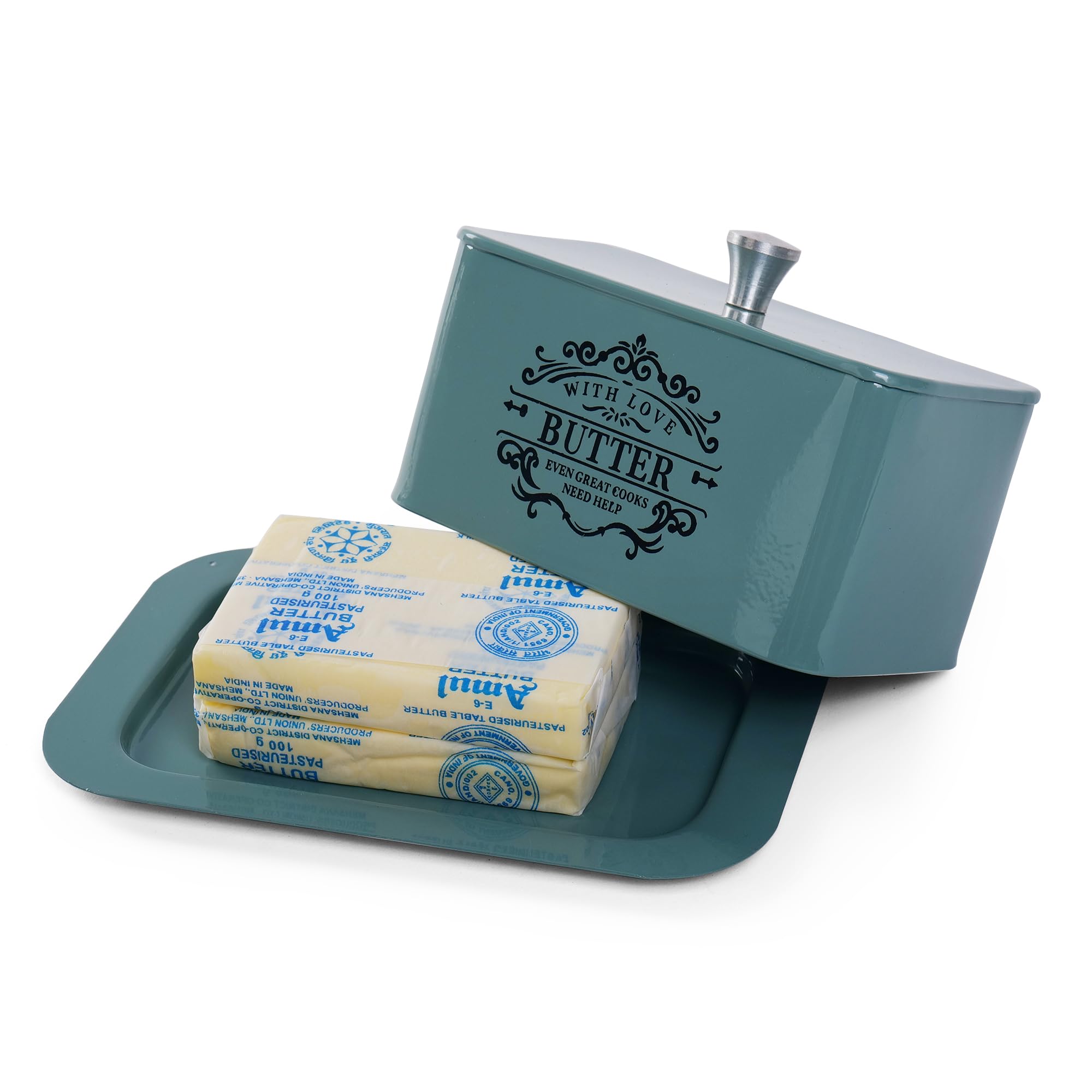Mild Steel Butter Dish With Lid, Butter Box For Fridge, Modern & Minimal Kitchen Serveware, Breakfast Serveware, Butter Pot Dura