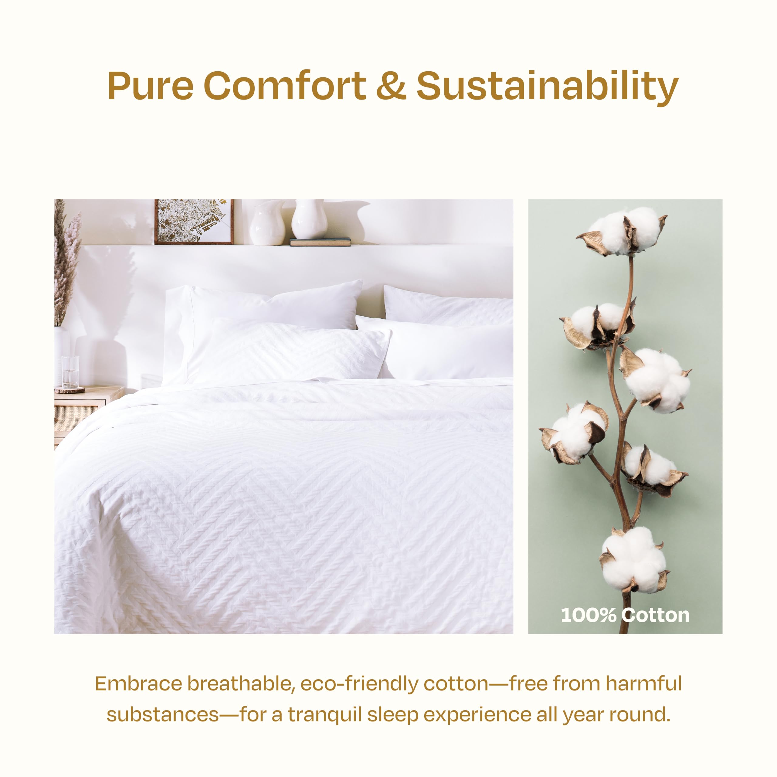 California Design Den Oversized King Duvet Cover, 100 Cotton, 3 Piece Set With Pillow Shams Soft Textured White Duvet Cover, 120