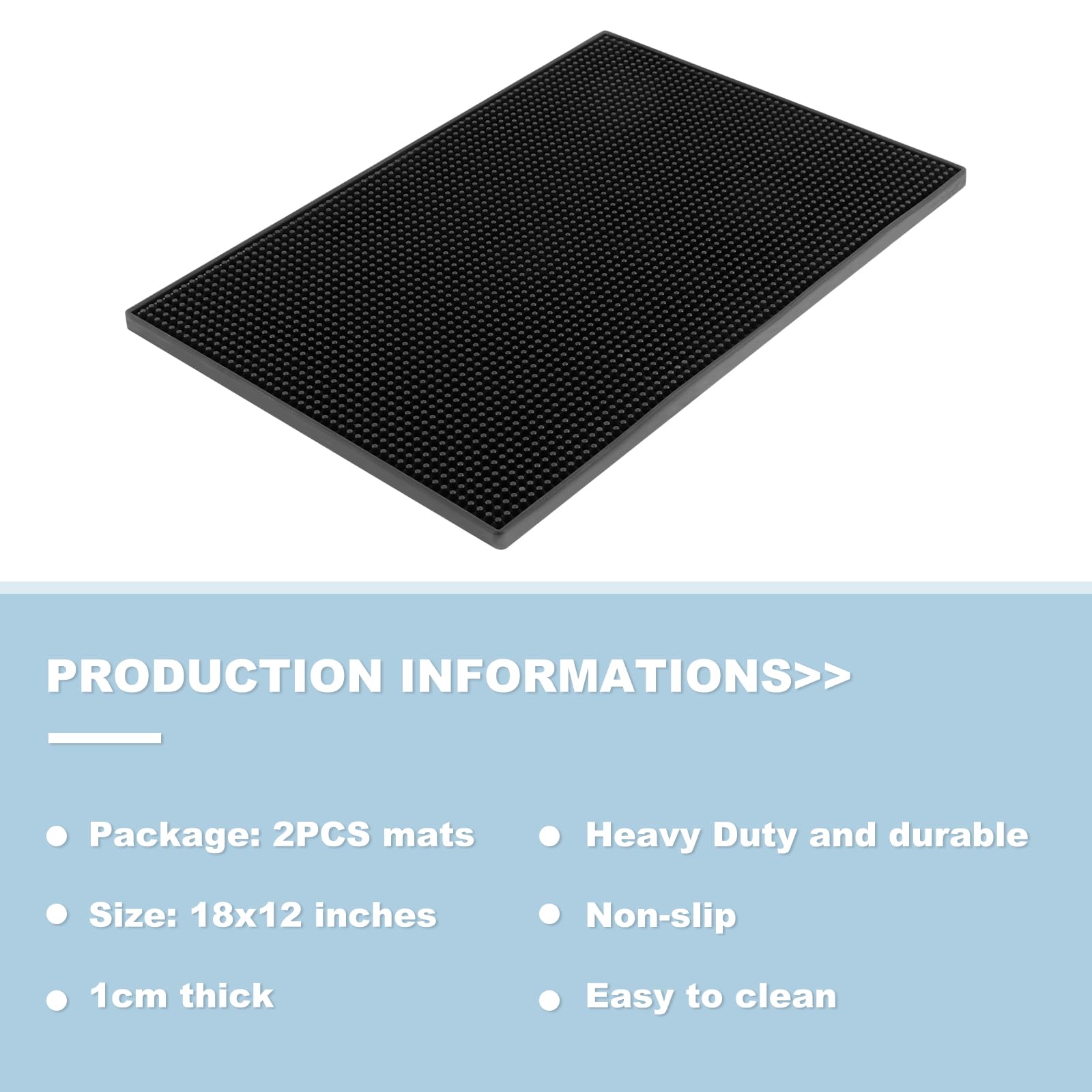 2 Pack Heavy-Duty Bar Mat Pad Pvc Rubber Dish Drying Spill Matting For Ktv Bar Glass Home (Xl:24''X 12'')