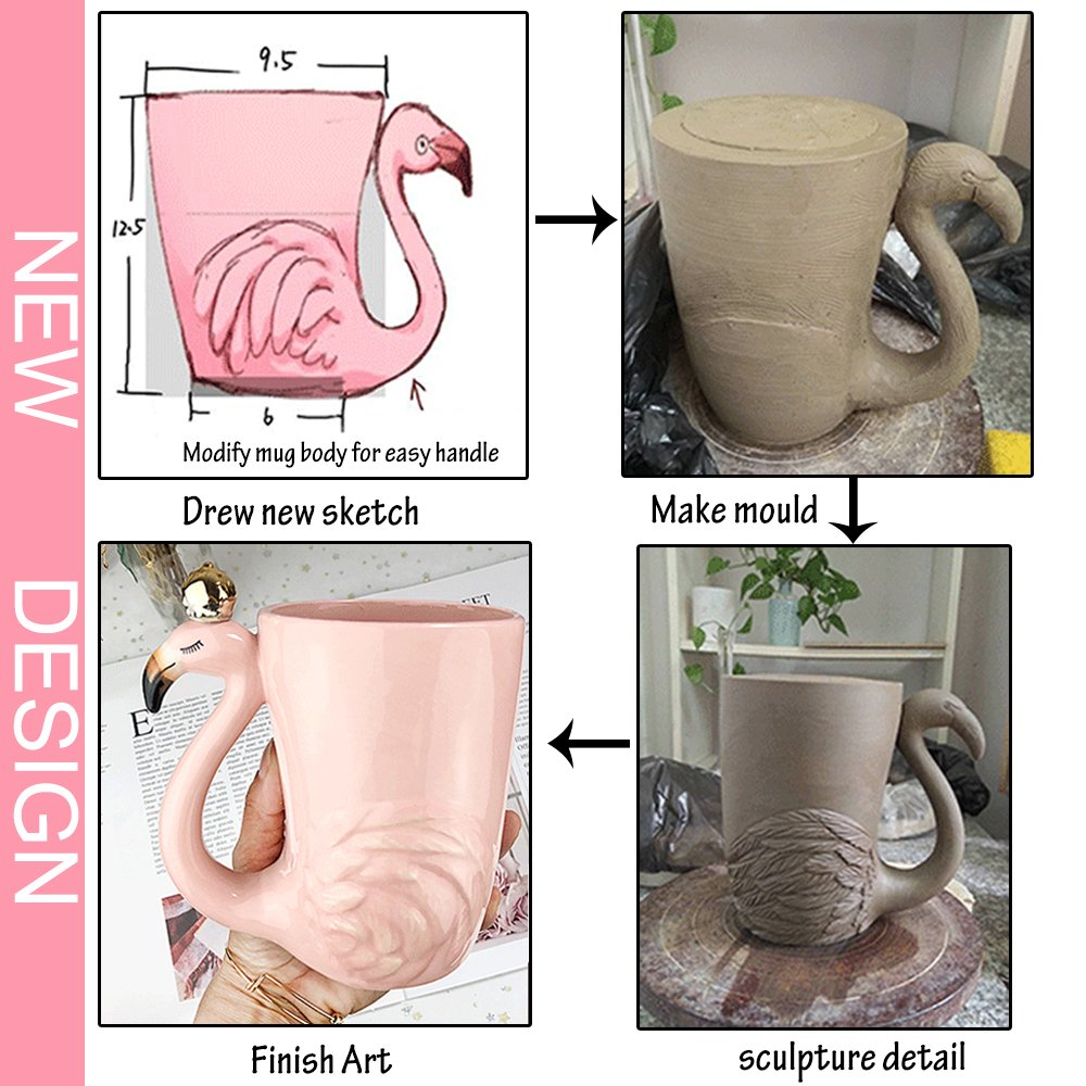 16 Oz Cute Pink Coffee Mug Ceramic Flamingo Gift Unique Mug Mom Day Gift For Women Her Grandma Pretty Mug Funny Coffee Cup Funky