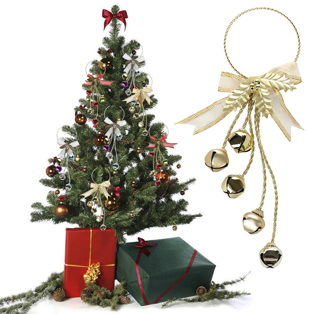 RTWAY 13.2'' Christmas Door Hangers Set of 3 Jingle Bell Door Hanger with Bow for Christmas Decorations
