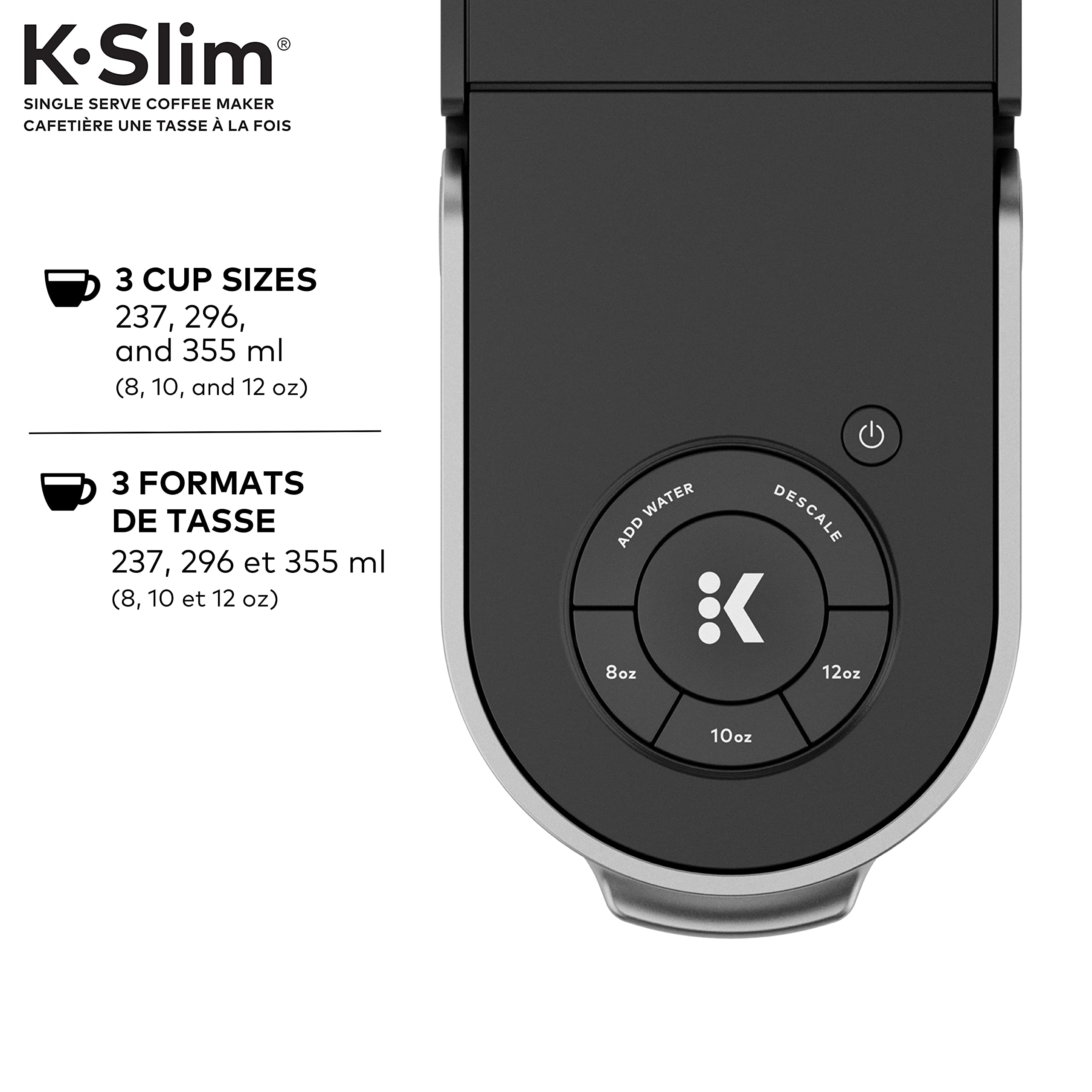 Keurig K-Slim Single Serve Coffee Maker - Black, Compact 18.625"x7"x14.875" Design, Model 062151515161